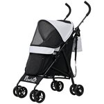 PAWHUT Poussette chien 4 roues pliable avec bandoulière - nombreux équipements - noir gris clair