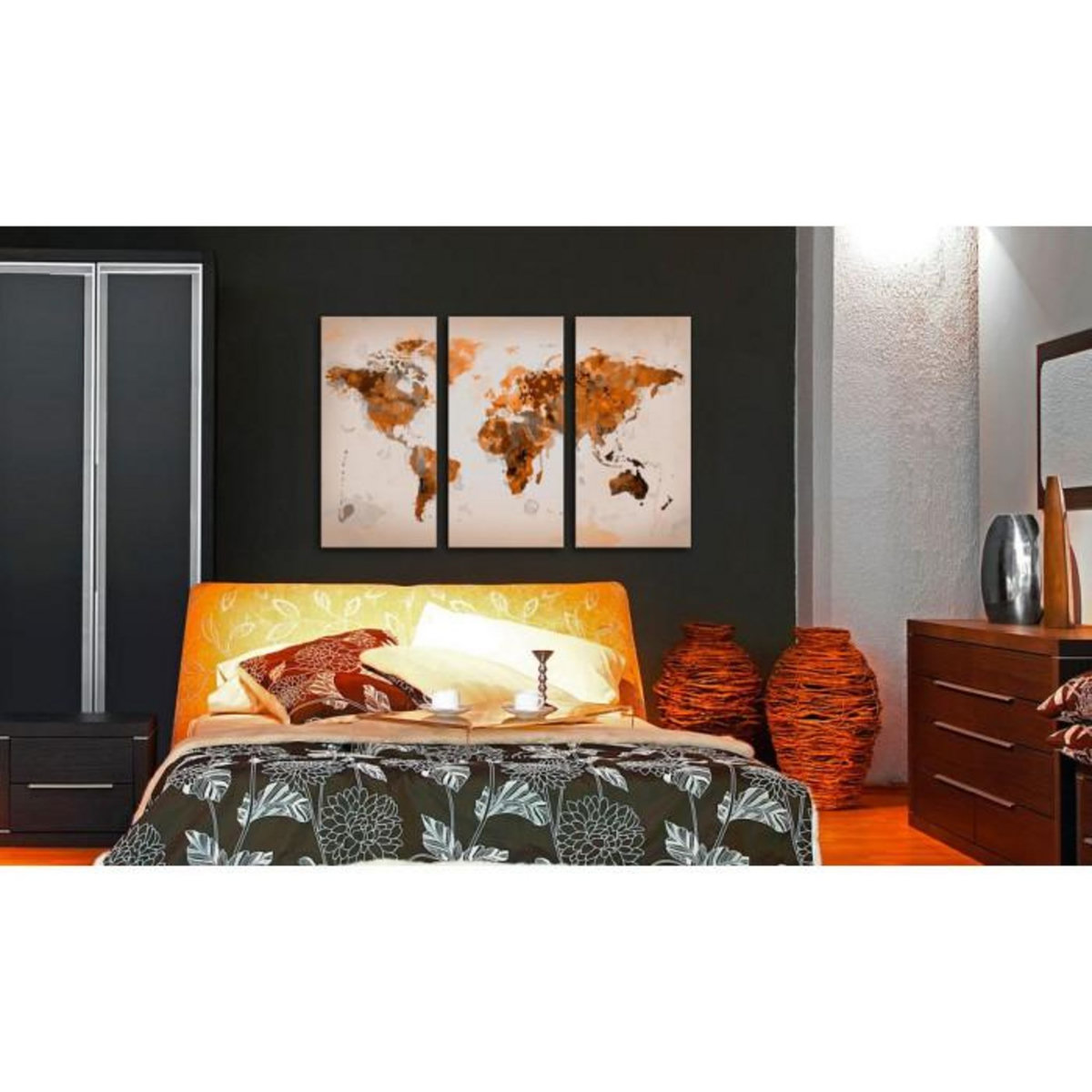 Paris Prix Tableau 3 Panneaux  Map of the World Desert Storm