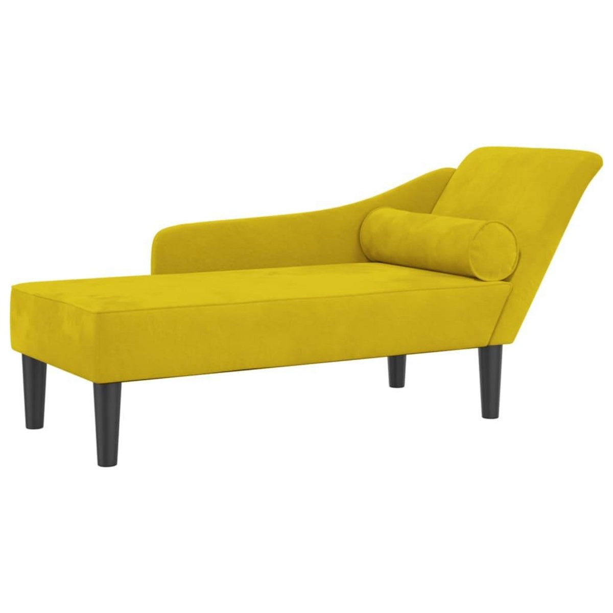 VIDAXL Chaise longue avec coussins jaune velours
