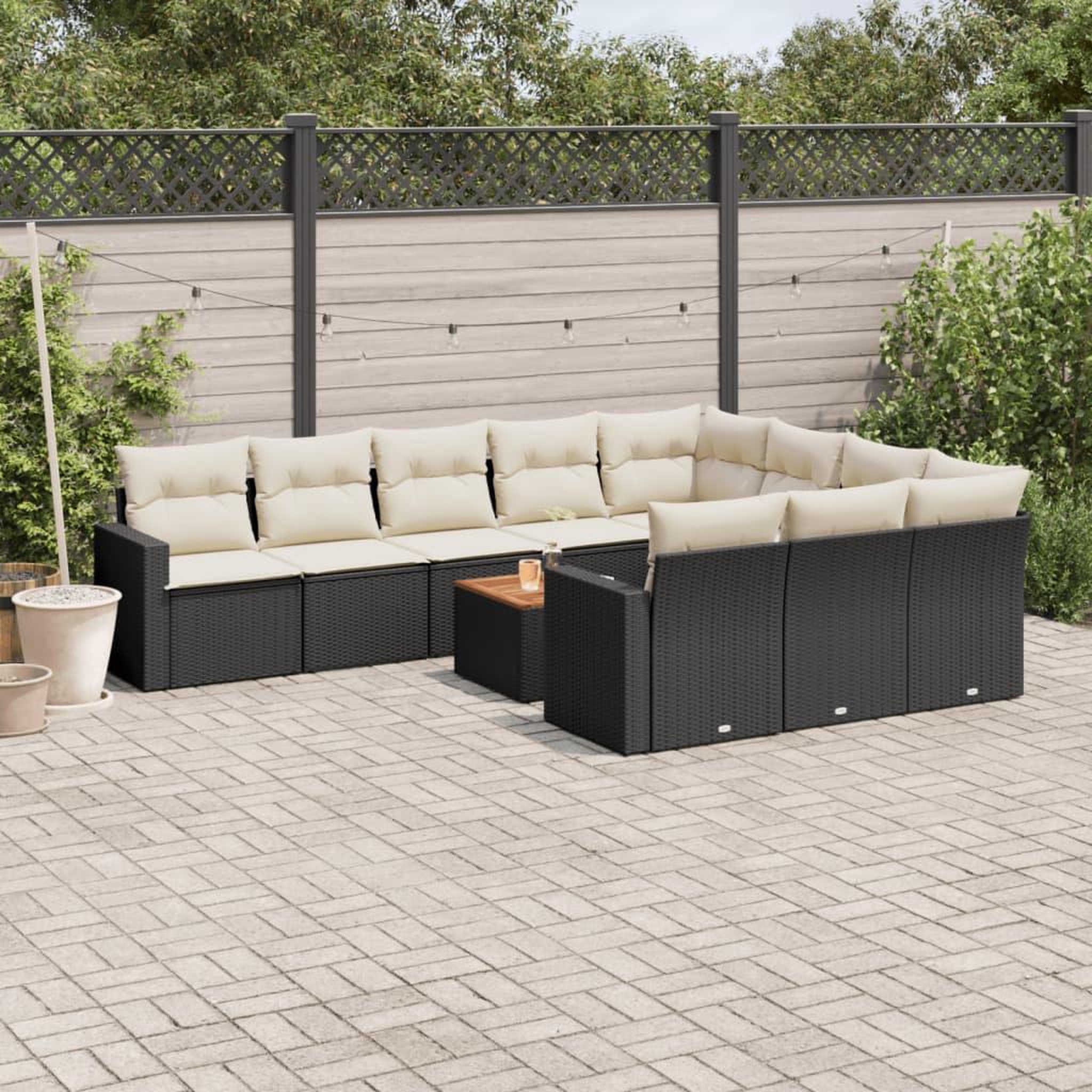 VIDAXL Salon de jardin 11 pcs avec coussins noir resine tressee
