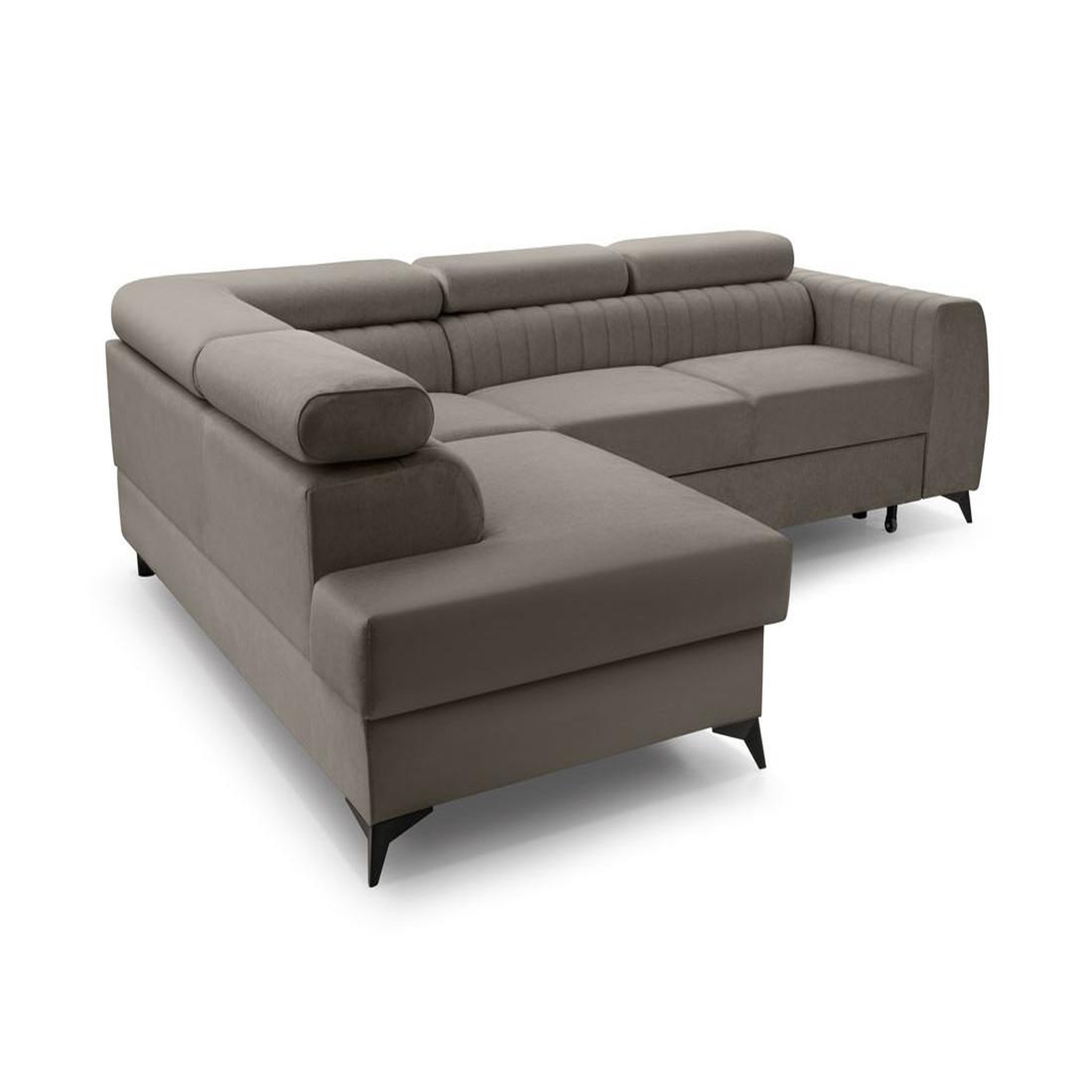 Voir la diapositive 6 : BEST MOBILIER Aneta - canapé d'angle gauche 5 places - convertible avec coffre et têtières - en velours