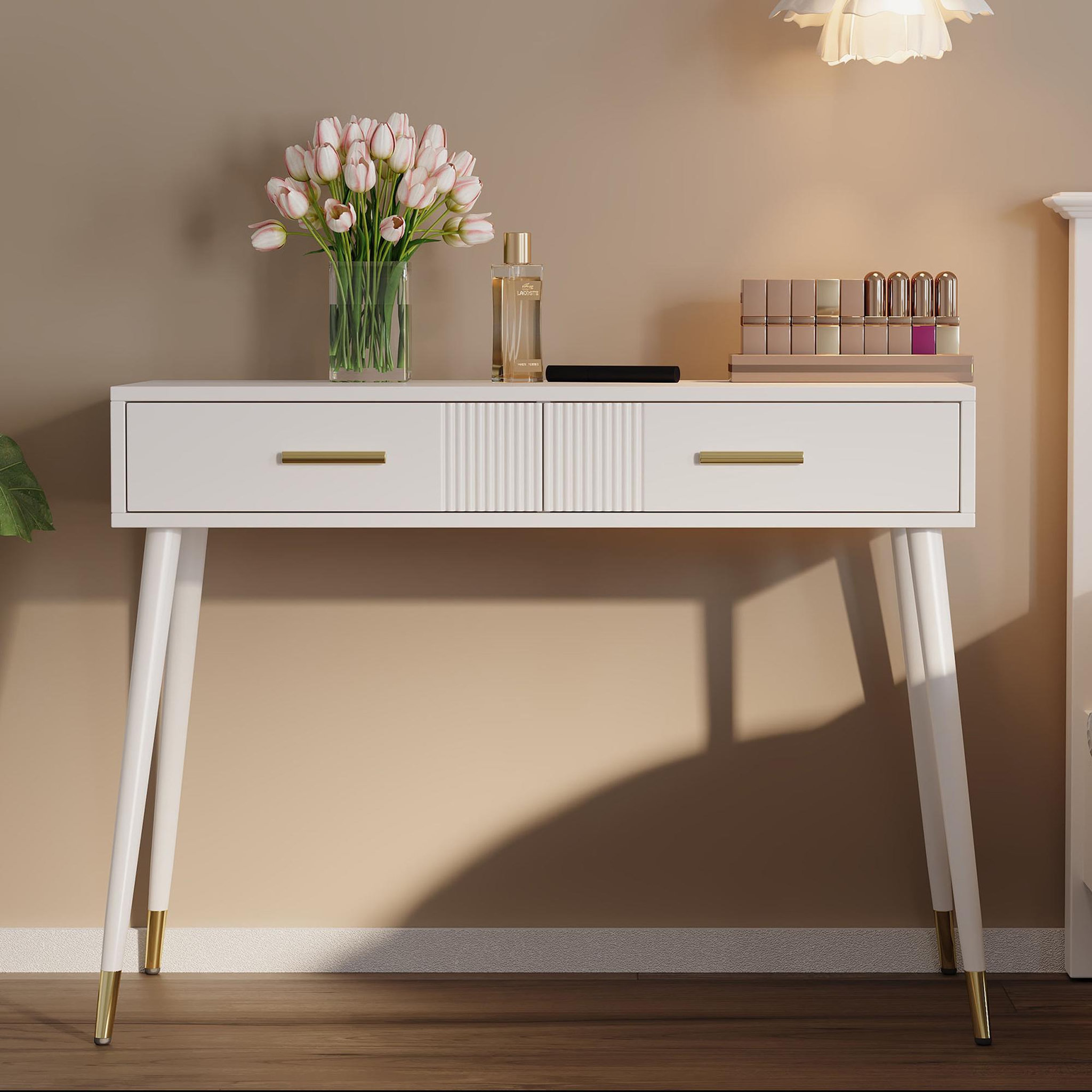 Voir la diapositive 2 : MERAX Coiffeuse coloris blanc mdf
