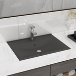 VIDAXL Lavabo avec trou de robinet Gris fonce mat 60x46 cm Ceramique
