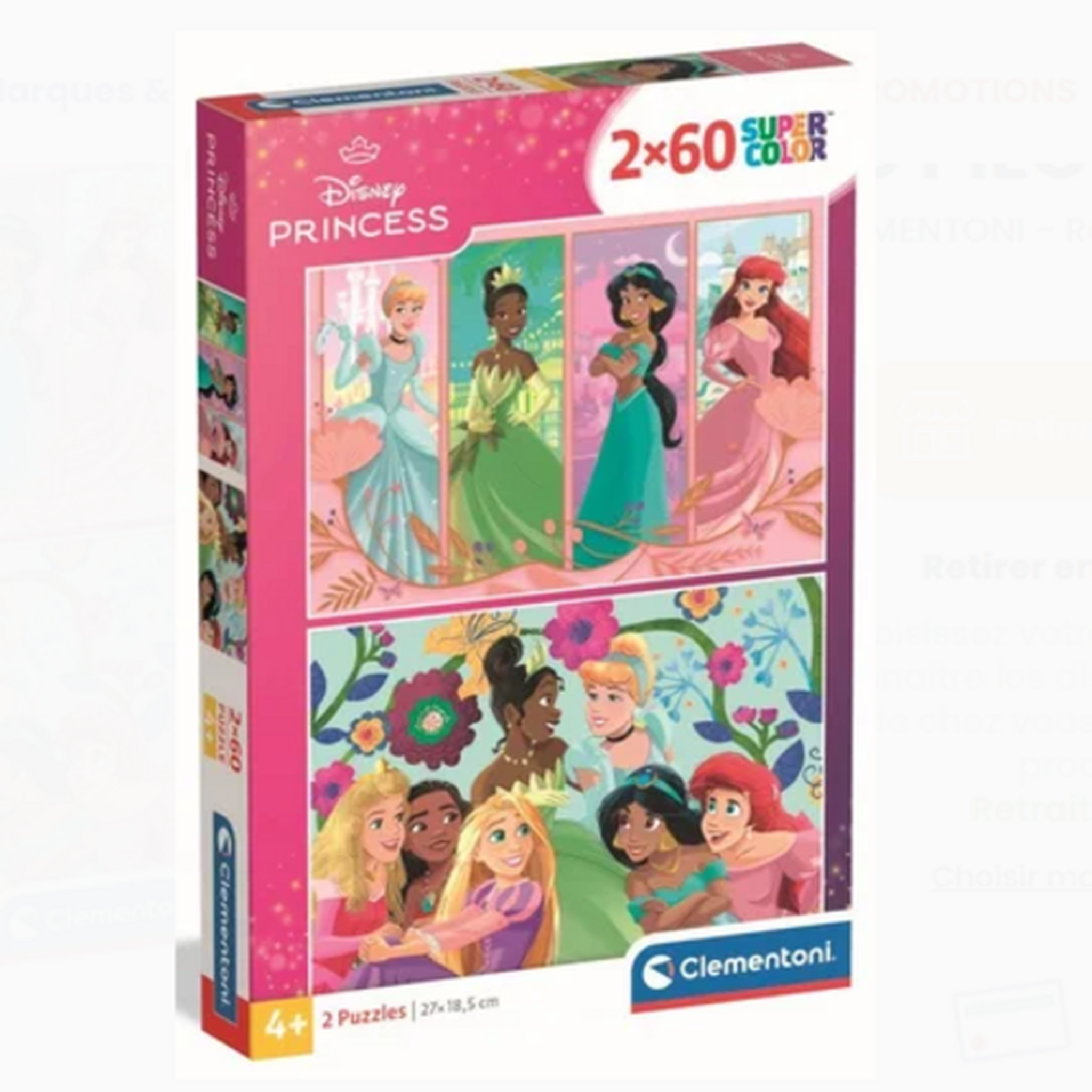 CLEMENTONI Puzzle 2 x 60 pièces - Disney Princess - CLEMENTONI