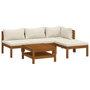 Voir la diapositive 2 : VIDAXL Salon de jardin 5 pcs avec coussin creme Bois d'acacia solide