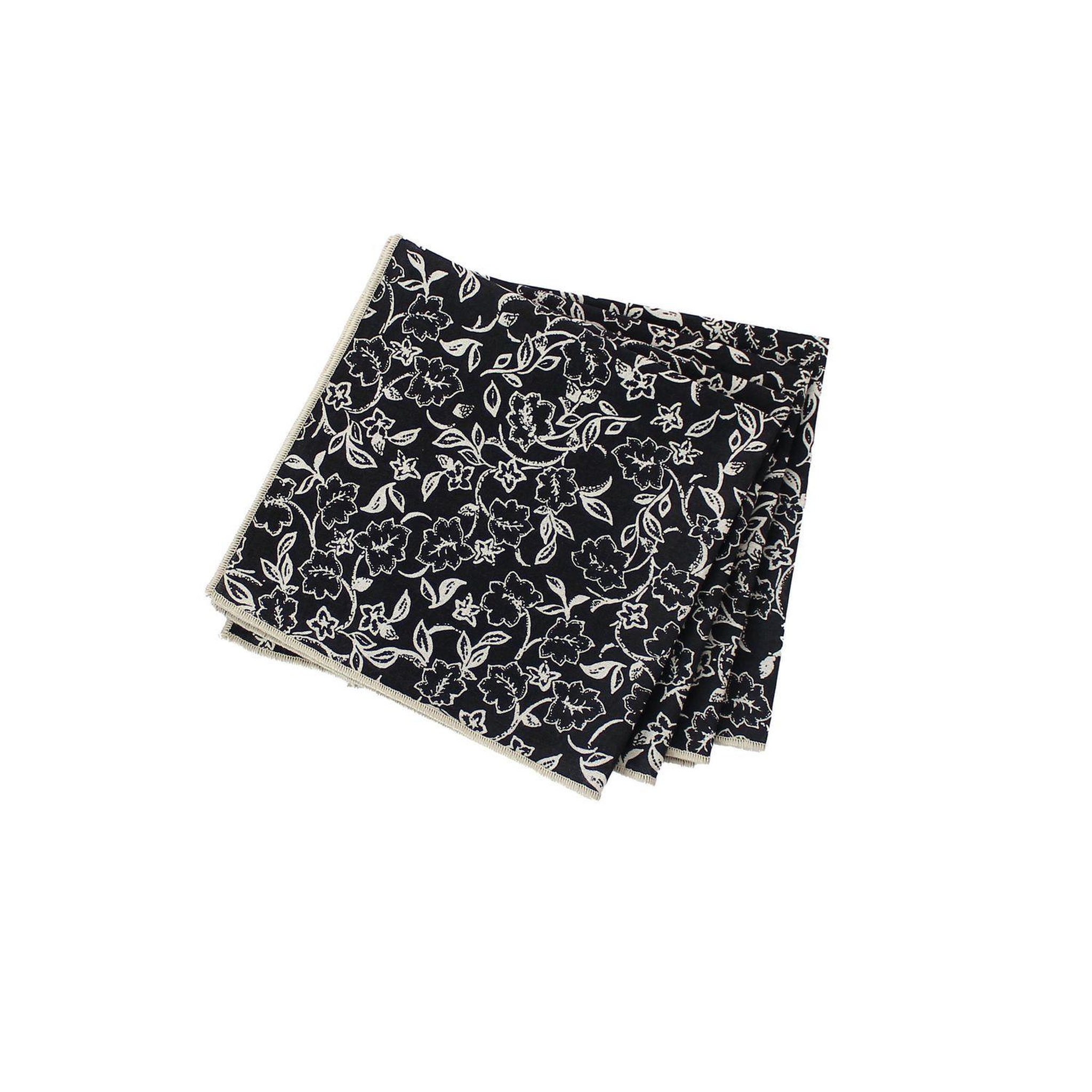 TOILINUX Lot de 4 serviettes de table noires avec lignes écrues LINETTE - 40 x 40 cm