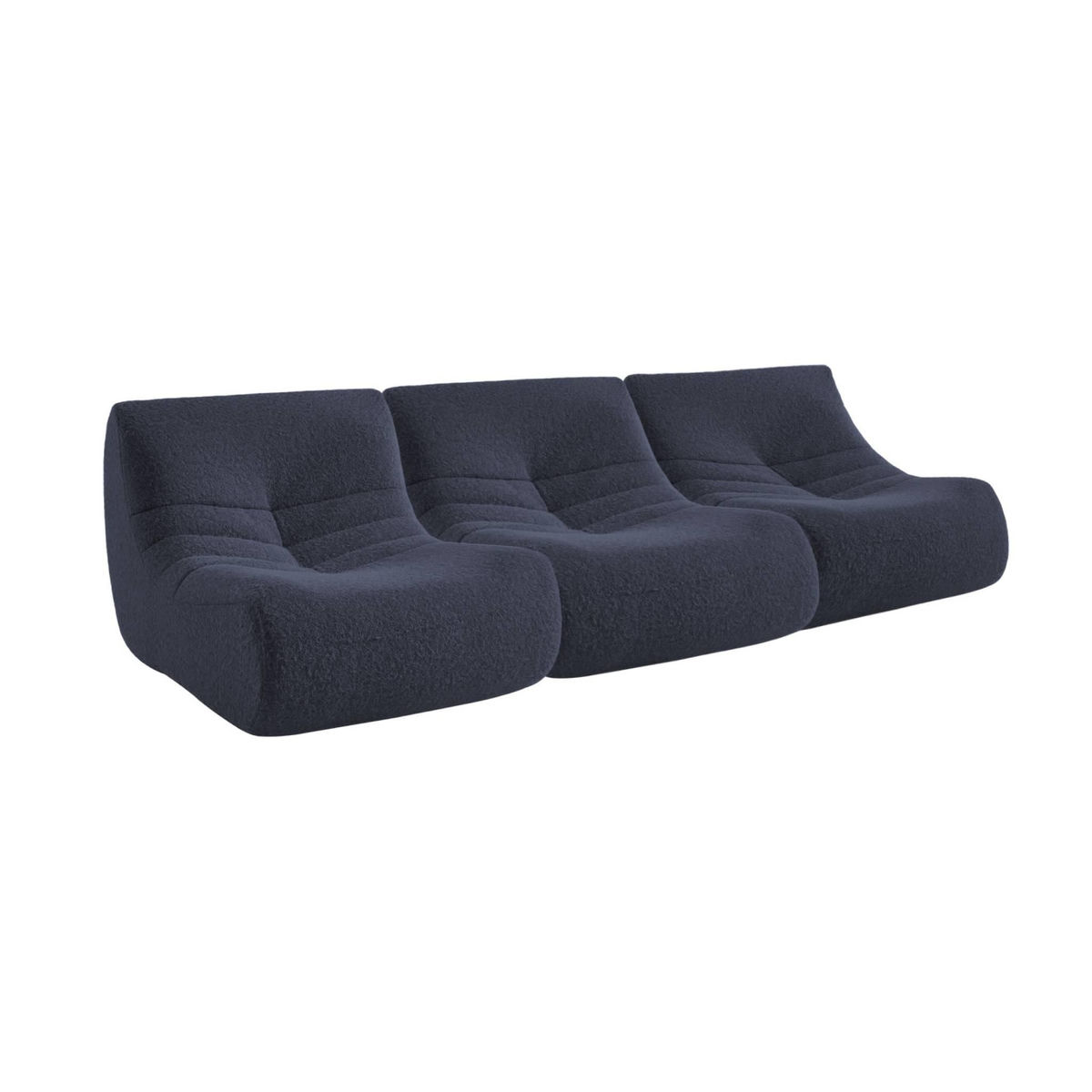 SWEEEK Chauffeuse tissu effet alpaca 3 places. bleu nuit. style contemporain. L 91 x P 105 x H 72cm