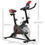 Voir la diapositive 3 : HOMCOM Vélo d'appartement avec écran LCD multifonctions vélo biking cardio training selle et guidon réglables volant inertie 6 Kg acier noir rouge