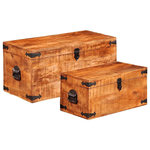 VIDAXL Coffre de rangement 2 pcs Bois de manguier brut