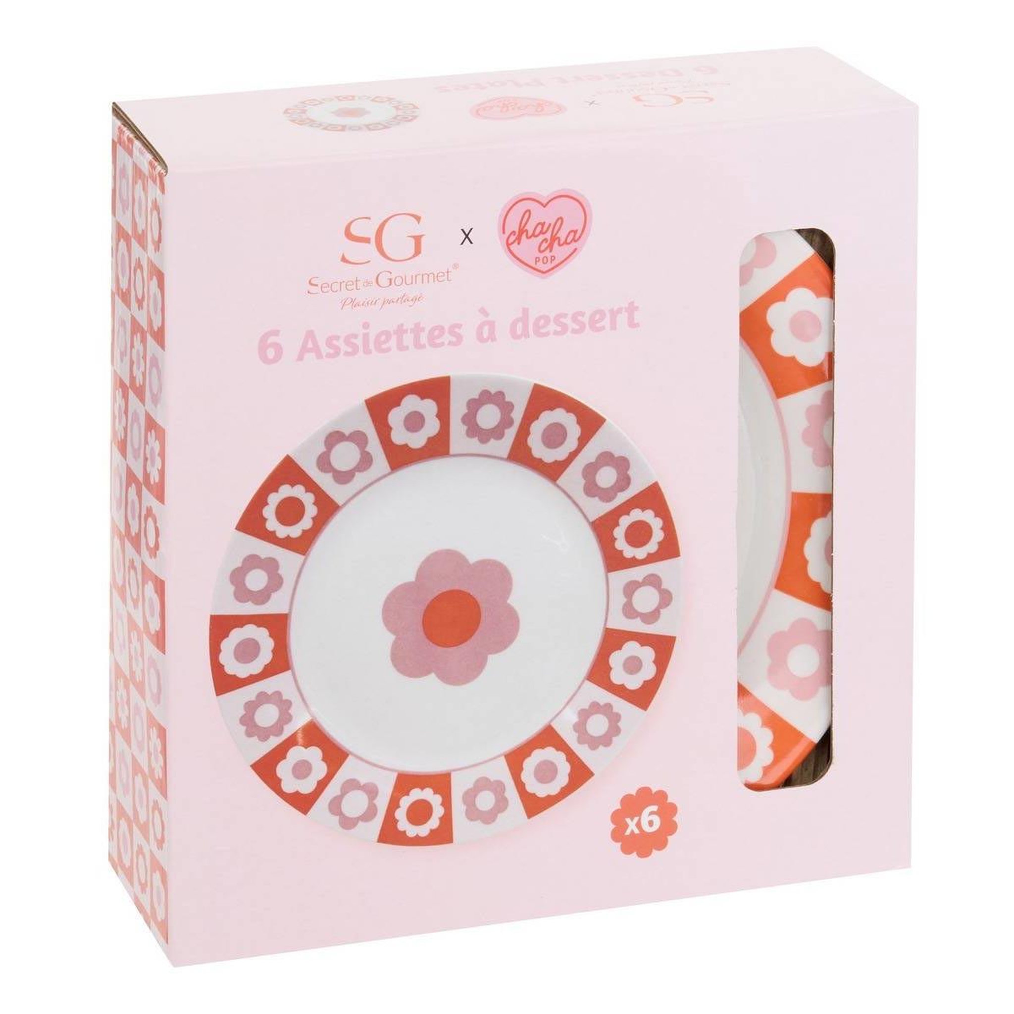 Voir la diapositive 4 : SECRET DE GOURMET Lot de 6 assiettes à dessert  chachapop  19cm multicolore