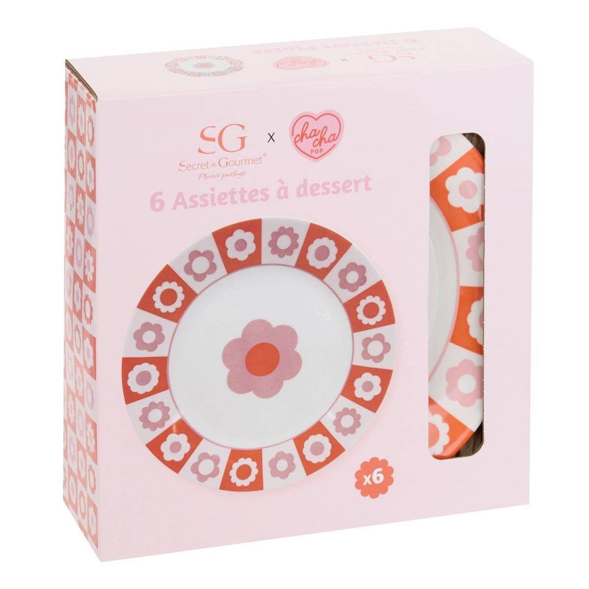 SECRET DE GOURMET Lot de 6 Assiettes à Dessert  Chachapop  19cm Multicolore