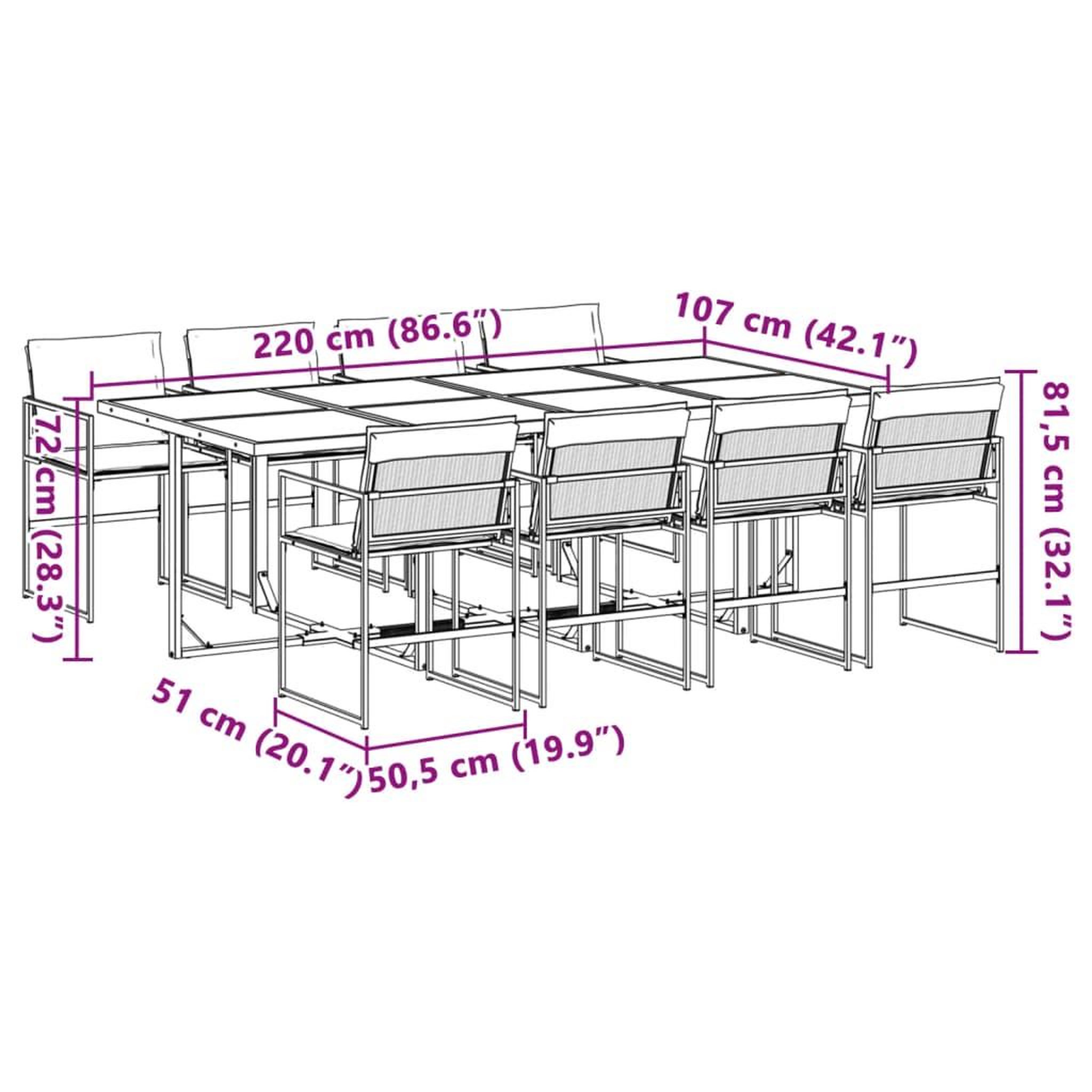 Voir la diapositive 6 : VIDAXL Ensemble a manger de jardin avec coussins 9 pcs blanc textilene