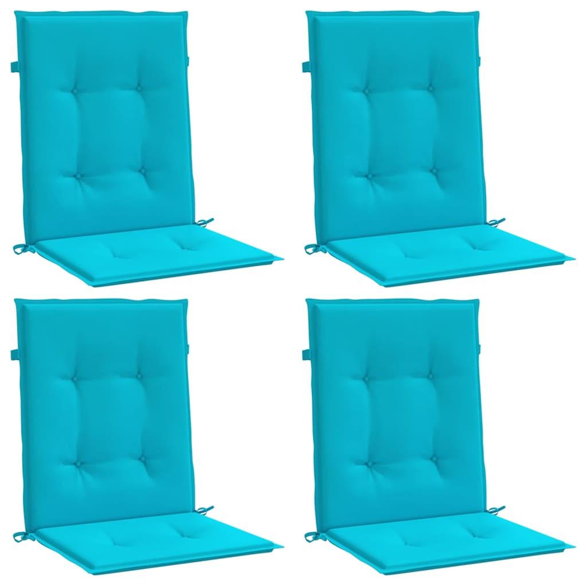 Voir la diapositive 3 : VIDAXL Coussins de chaise a dossier bas lot de 4 turquoise tissu
