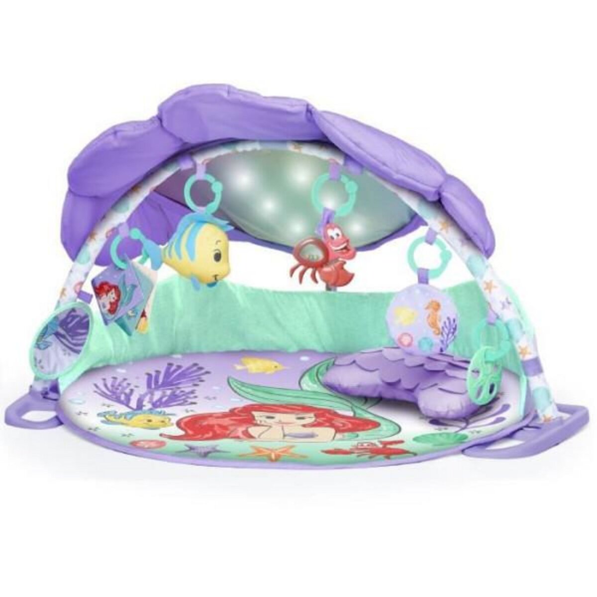 Bright Starts DISNEY BABY Tapis de sol éveil bébé évolutif - Ariel - Arche, jouets sensoriels et musicaux, guirlande lumineuse, miroir, co
