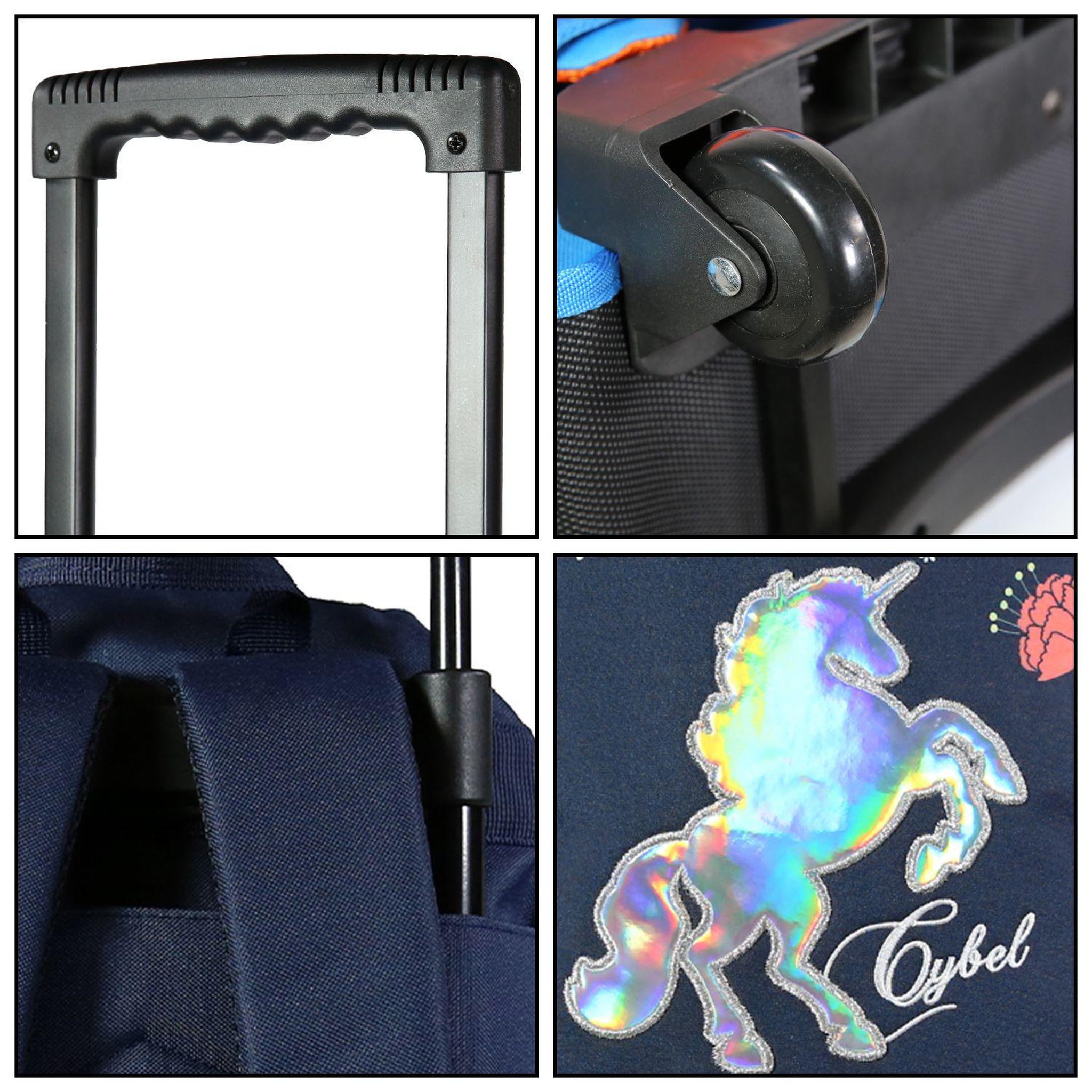 Voir la diapositive 6 : Bagtrotter BAGTROTTER Sac à dos à roulettes 45 cm Cybel Cheval Licorne Bleu