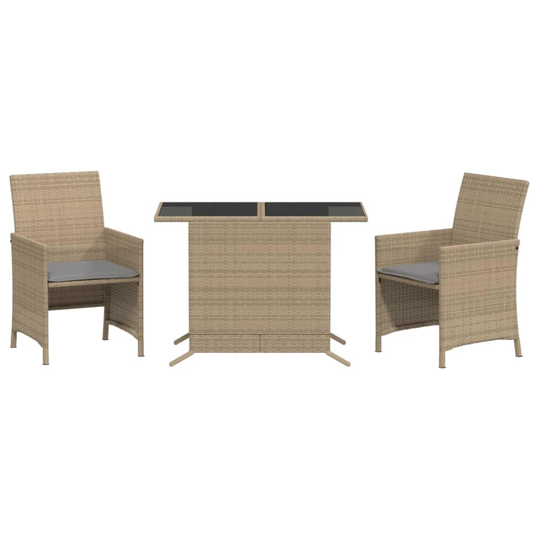 Voir la diapositive 2 : VIDAXL Ensemble de bistro 3 pcs coussins melange beige resine tressee