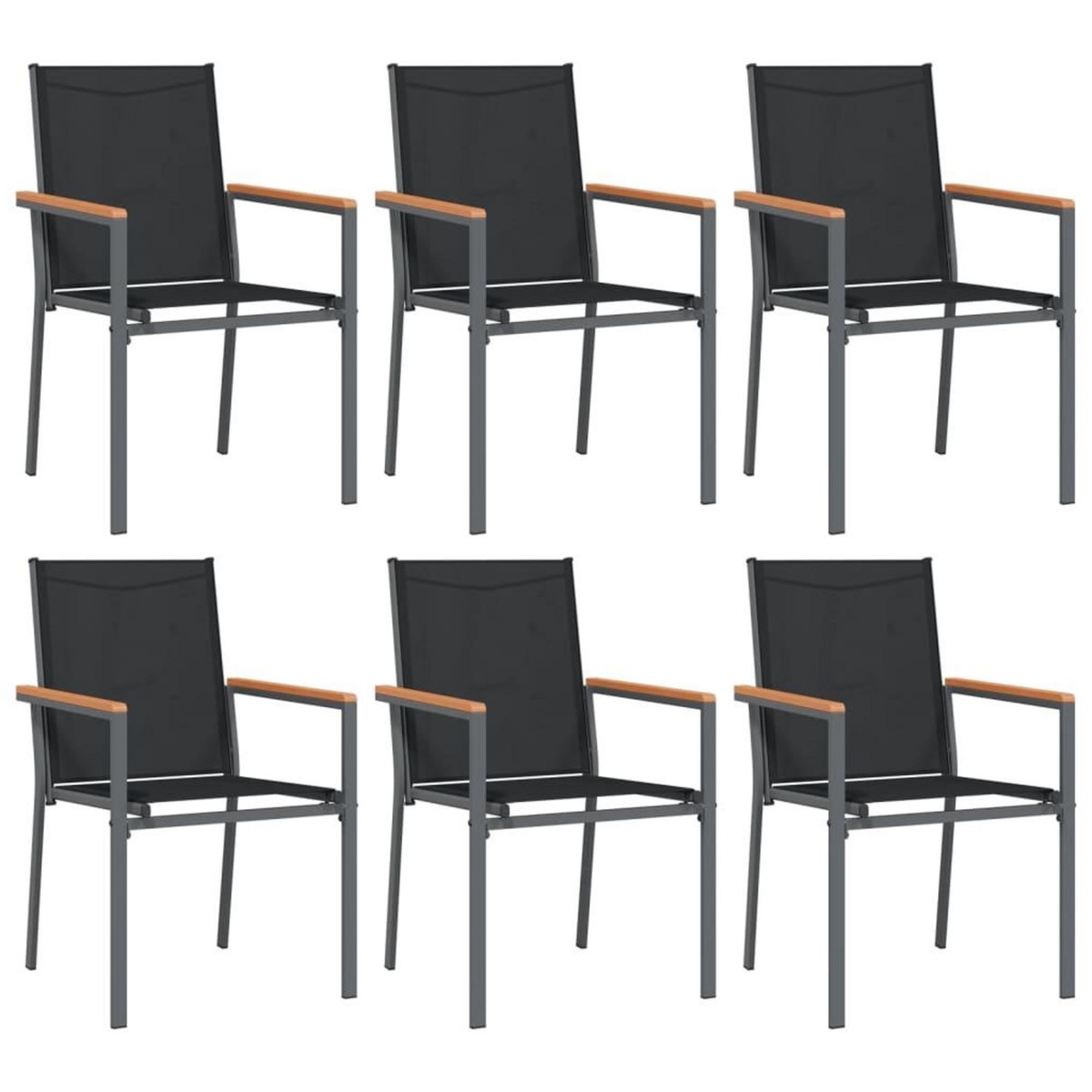 VIDAXL Chaises de jardin lot de 6 noir 55x61,5x90cm textilene et acier
