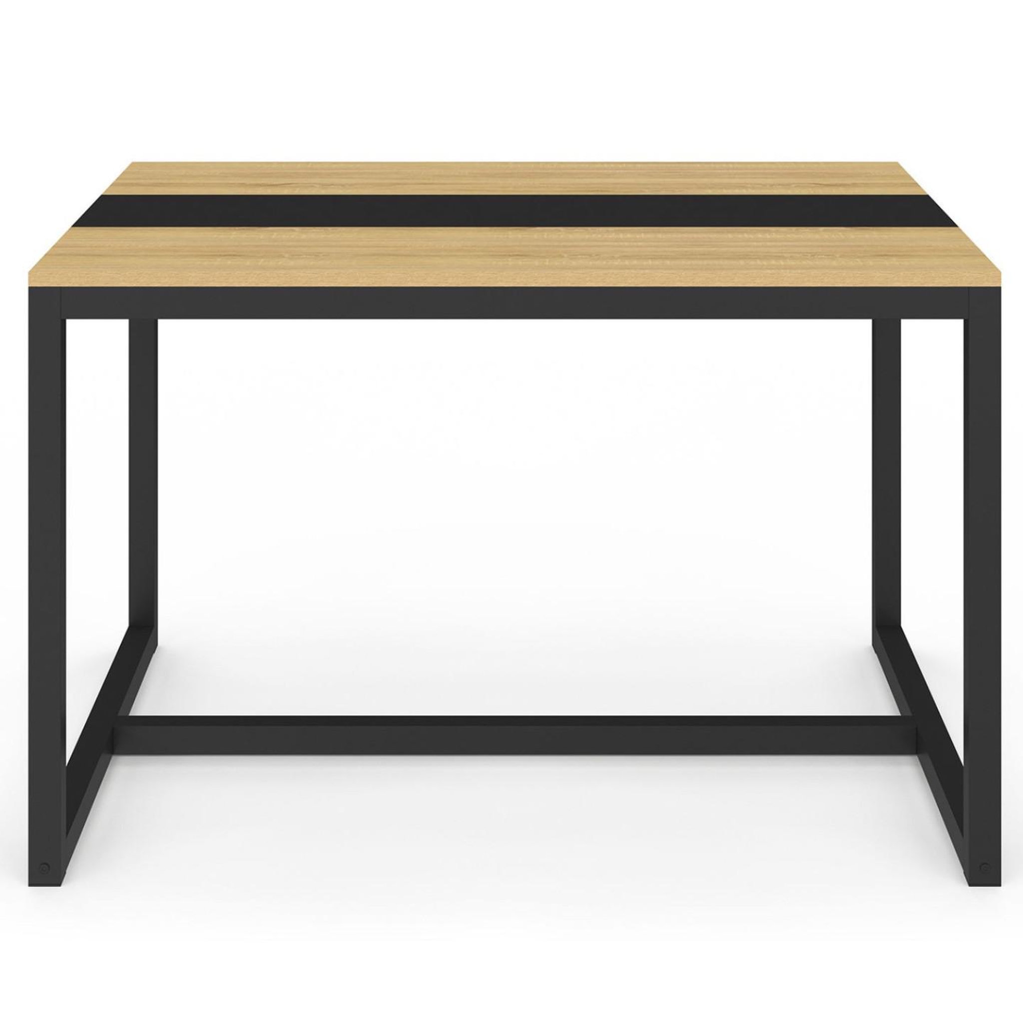 Voir la diapositive 3 : ID MARKET Table à manger rectangle dover 6 personnes bande centrale noire design industriel 120 cm