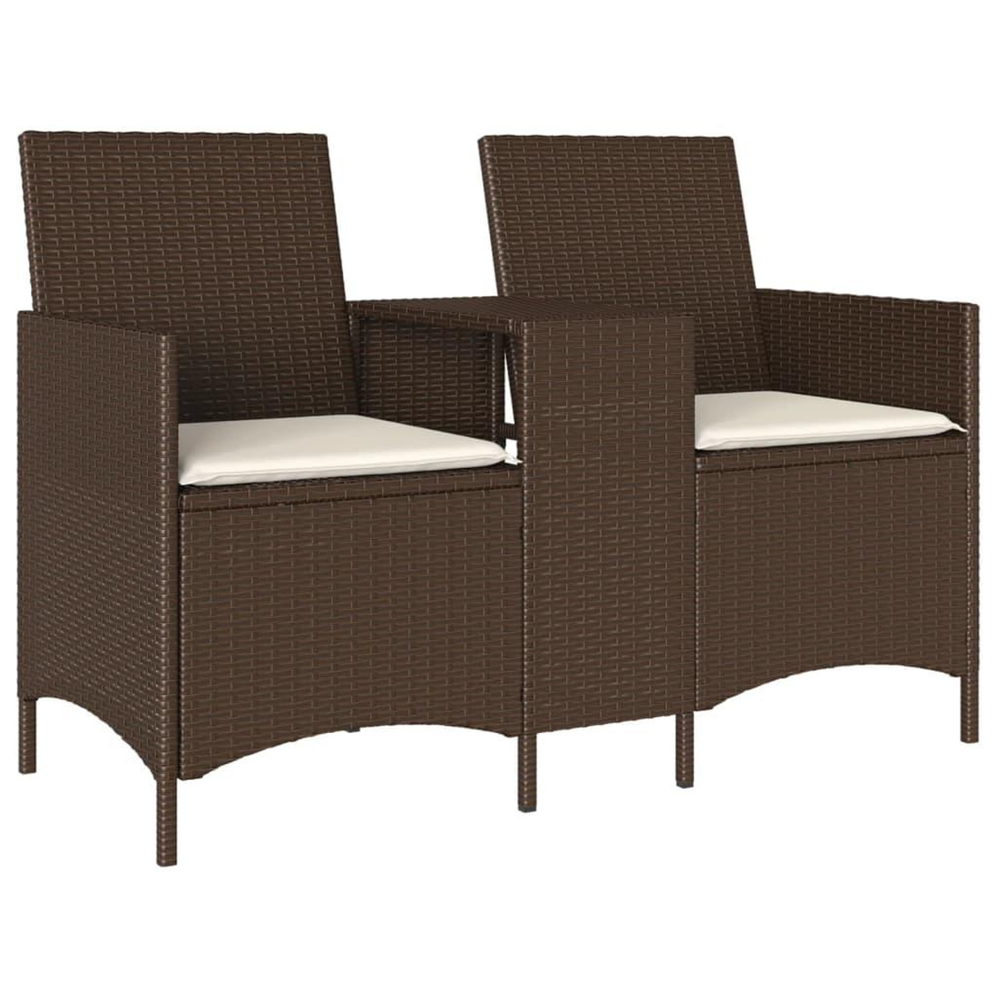 Voir la diapositive 2 : VIDAXL Canape de jardin 2 places avec table et coussins resine tressee