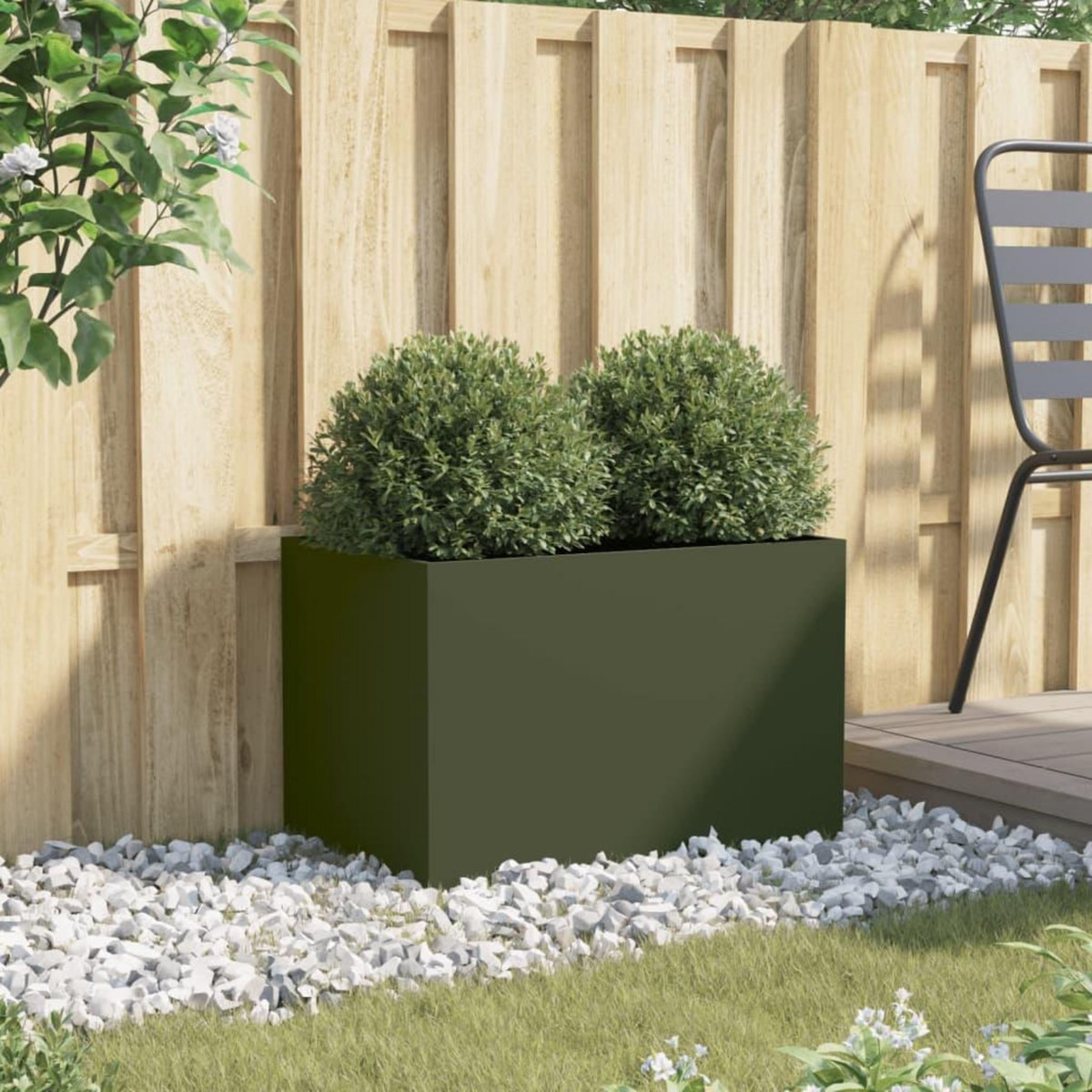 VIDAXL Jardiniere vert olive 62x40x39 cm acier