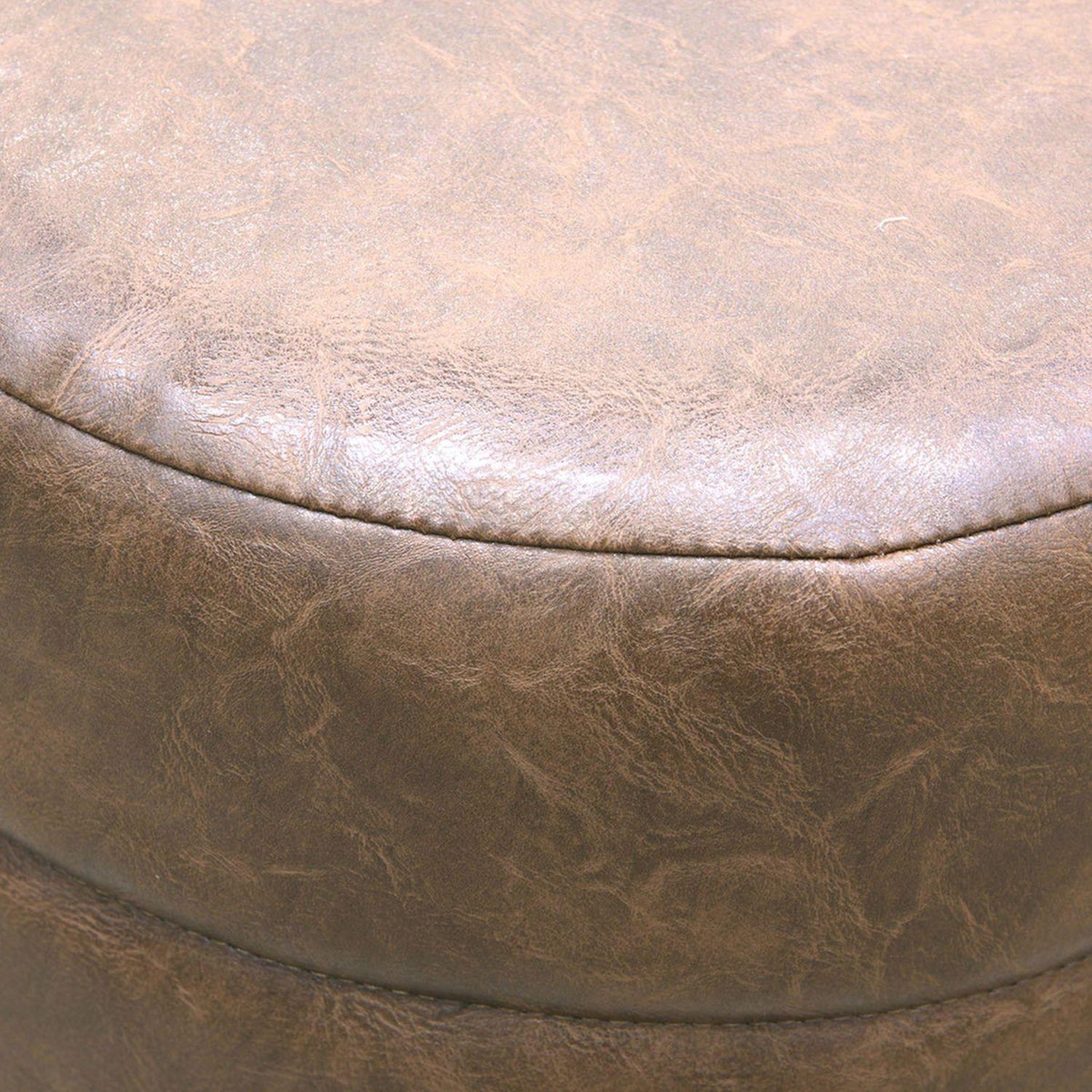 The Home Deco Factory Pouf design vintage Chester - Diam. 34 x H. 42 cm - Marron