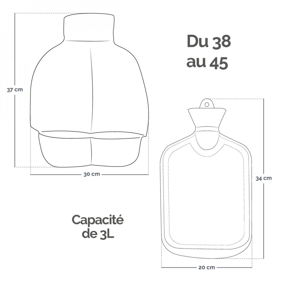 VIVEZEN Chauffe pieds bouillotte douce 3 litres, déhoussable et antidérapant