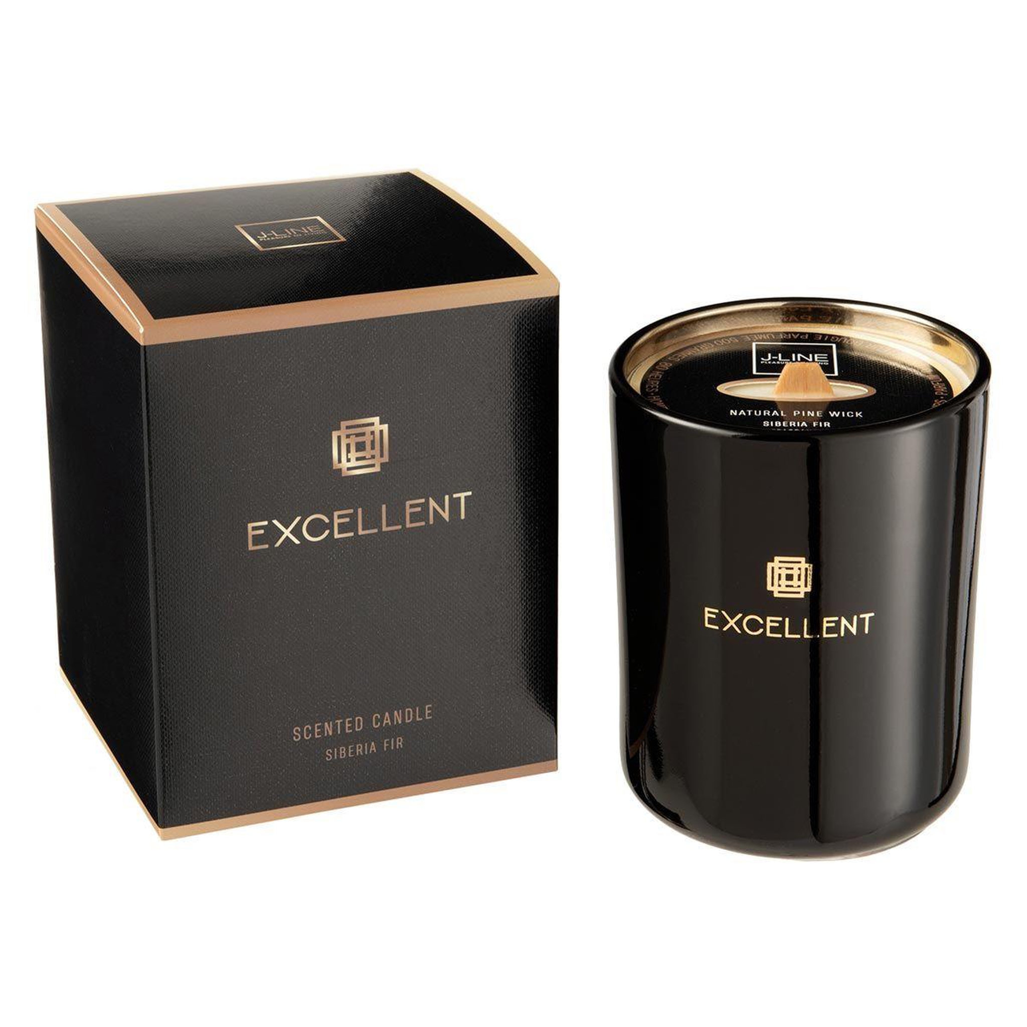 J-LINE Bougie parfumée  excellent  14cm siberia fir noir