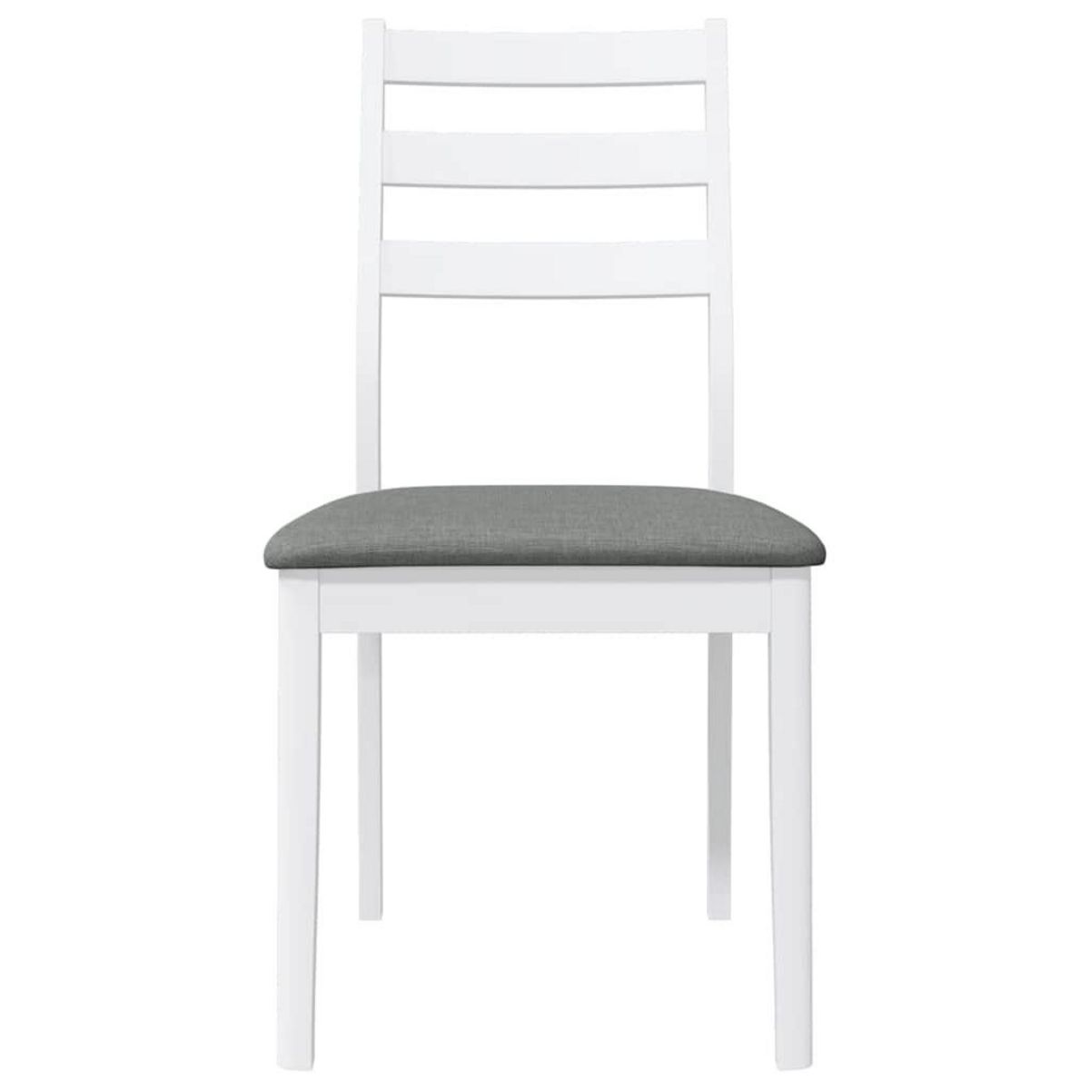VIDAXL Chaises a manger coussins 2 pcs blanc bois massif caoutchouc
