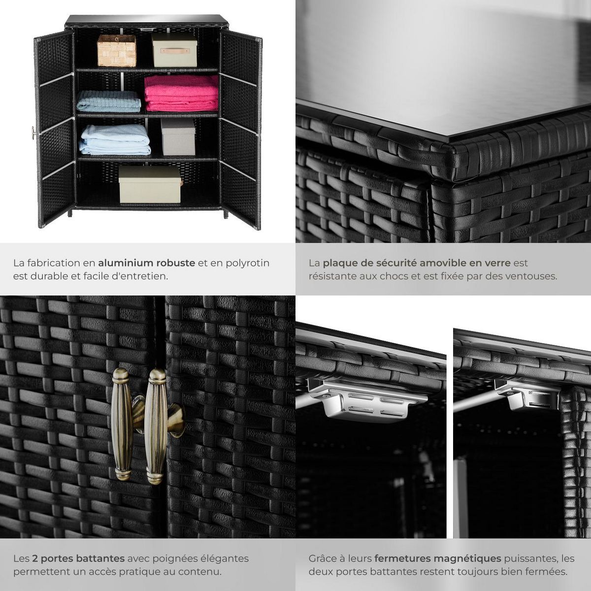 tectake Armoire de jardin avec structure en aluminium noir