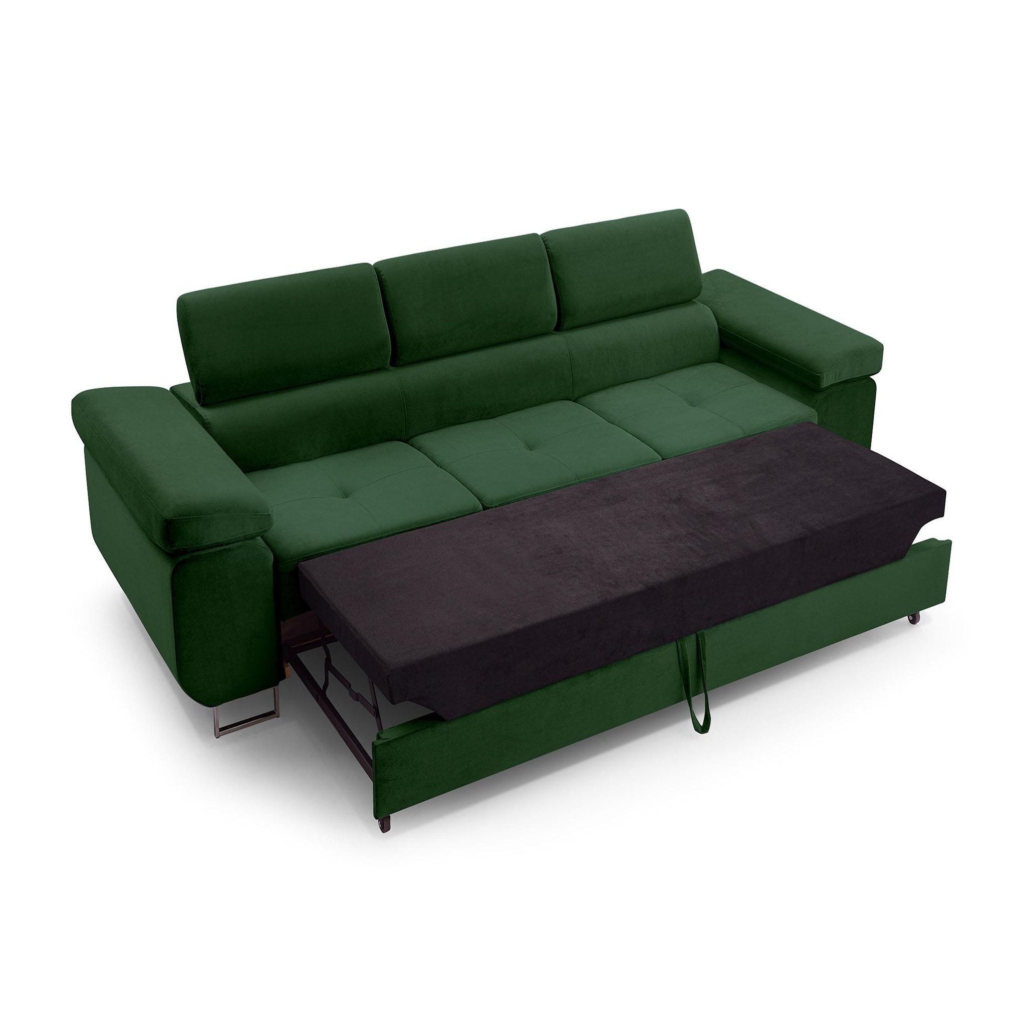 Voir la diapositive 2 : BEST MOBILIER Pablo - canapé 3 places - convertible avec têtières réglables - en velours