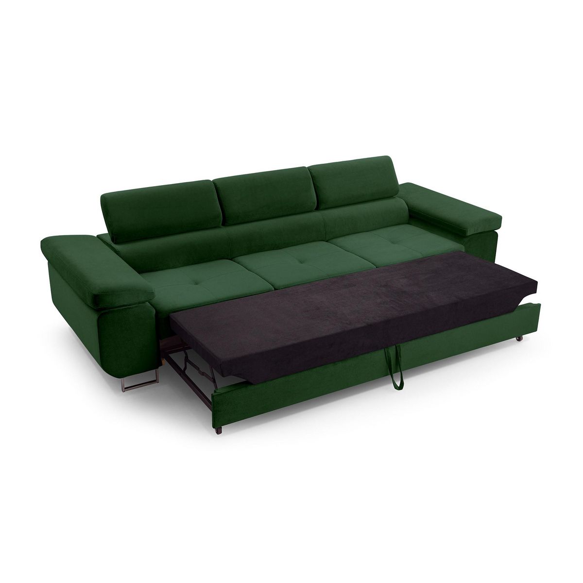 BEST MOBILIER Pablo - canapé 3 places - convertible avec têtières réglables - en velours