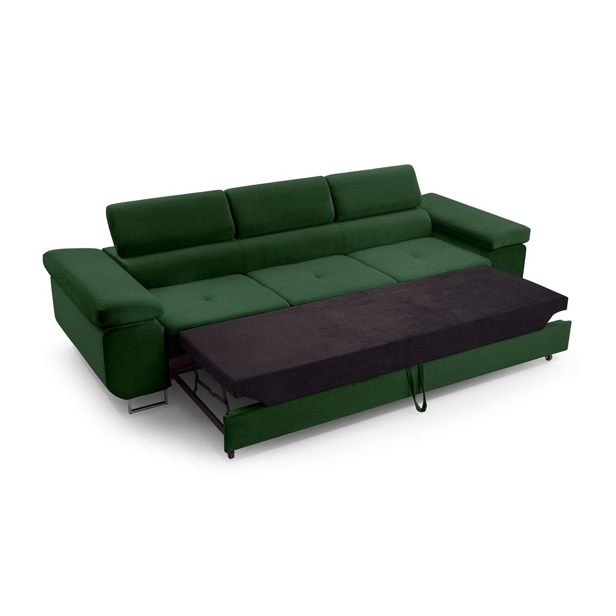 BEST MOBILIER Pablo - canapé 3 places - convertible avec têtières réglables - en velours