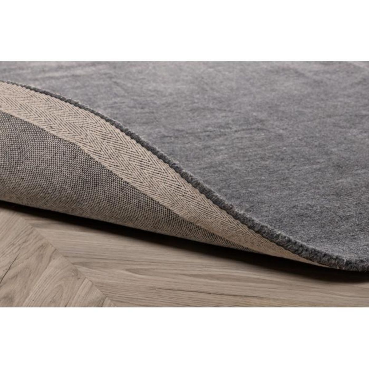 Paris Prix Tapis Déco Rond en Laine  Ulla  200cm Gris Foncé