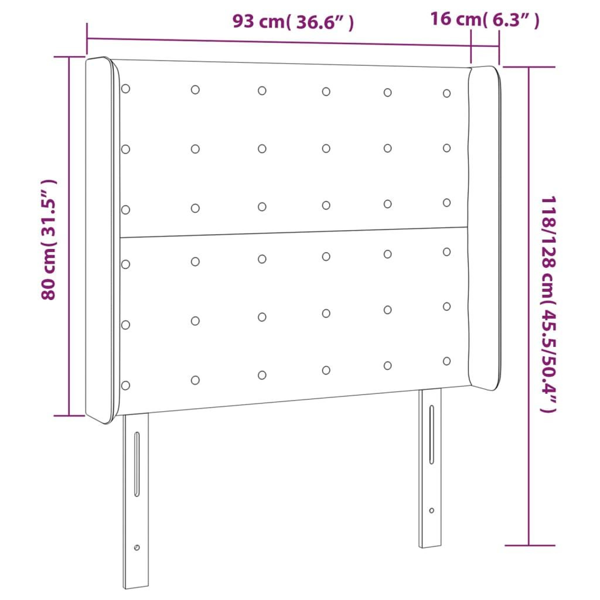 Voir la diapositive 6 : VIDAXL Tete de lit a LED Noir 93x16x118/128 cm Similicuir