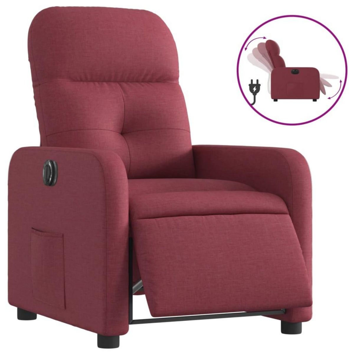 VIDAXL Fauteuil inclinable electrique Rouge bordeaux Tissu