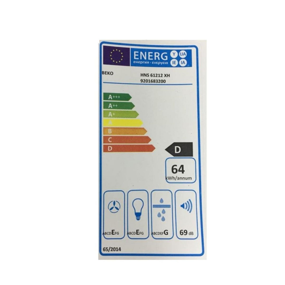 Beko Hotte casquette 60cm 295m3/h métal - HNS61212XH