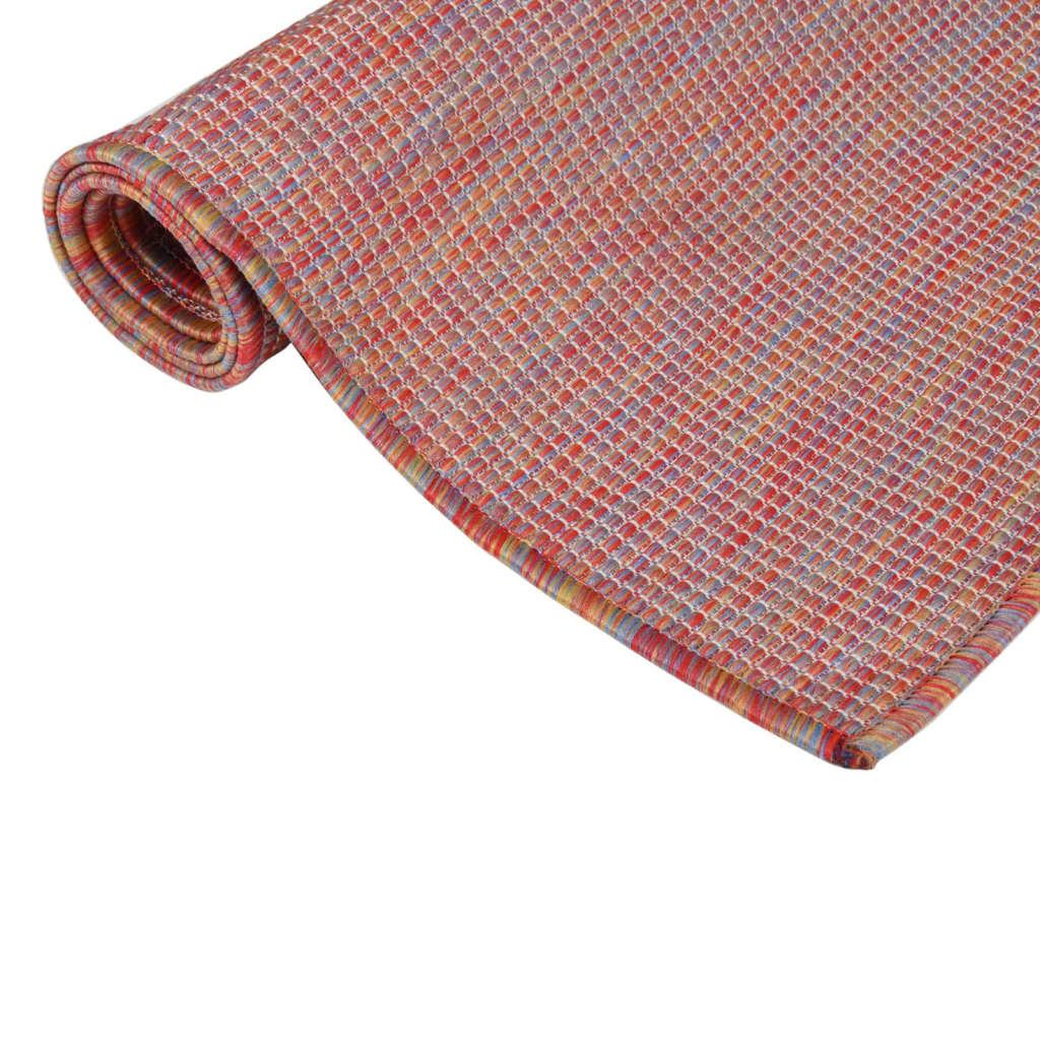 Voir la diapositive 3 : VIDAXL Tapis a tissage plat d'exterieur 120x170 cm Rouge