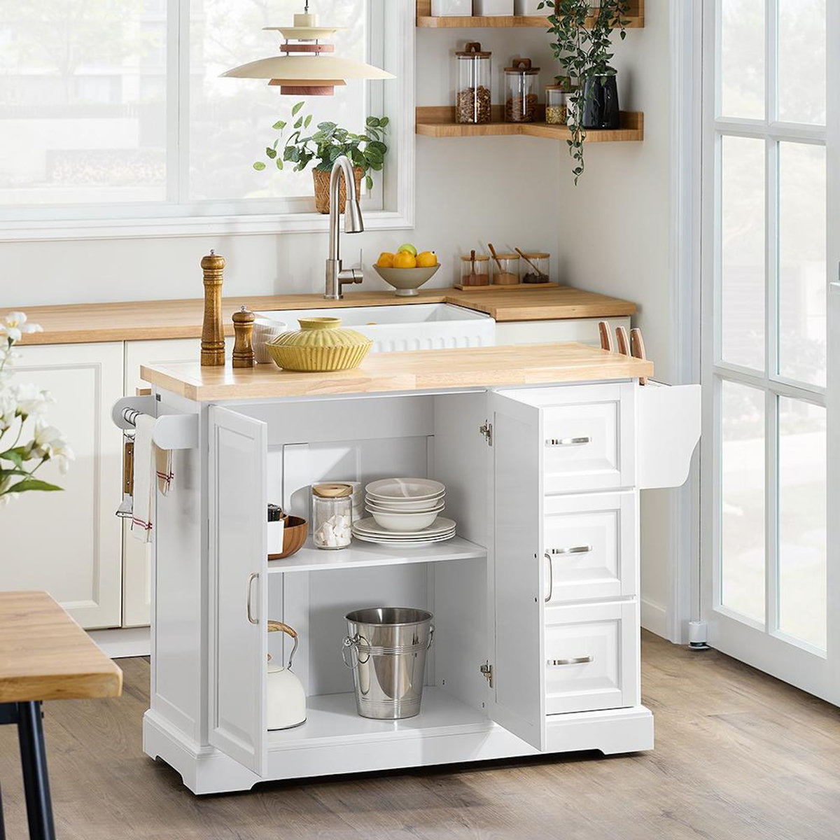 SOBUY SoBuy - Îlot De Cuisine à trois tiroirs - Classique - FKW41-II