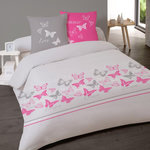 Dourev Housse de couette 240x220 Butterflies + 2 taies coton 57 fils