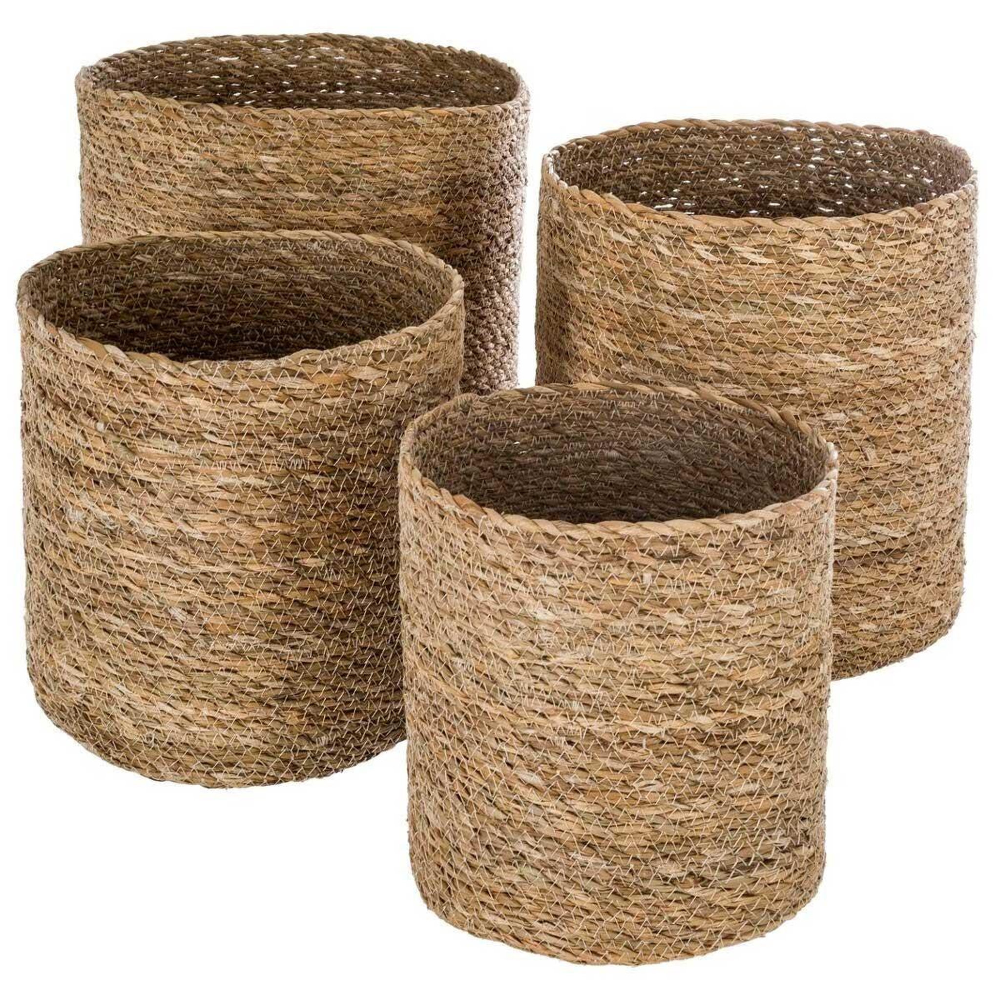 ATMOSPHERA Lot de 4 paniers de rangement  seagrass  27cm naturel