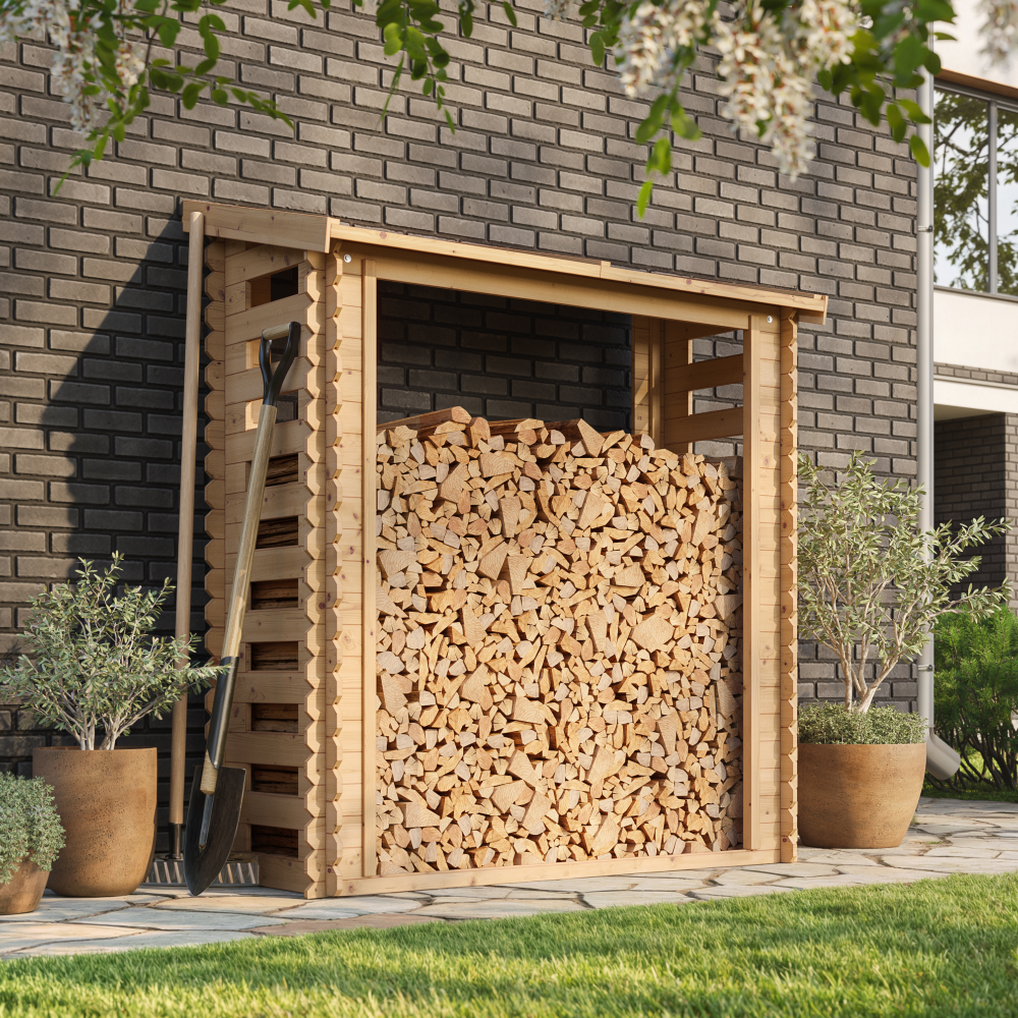Voir la diapositive 3 : TIMBELA Abri à bûches 0.9 m2 - Abri De Stockage Du Bois et range bûches extérieur M201