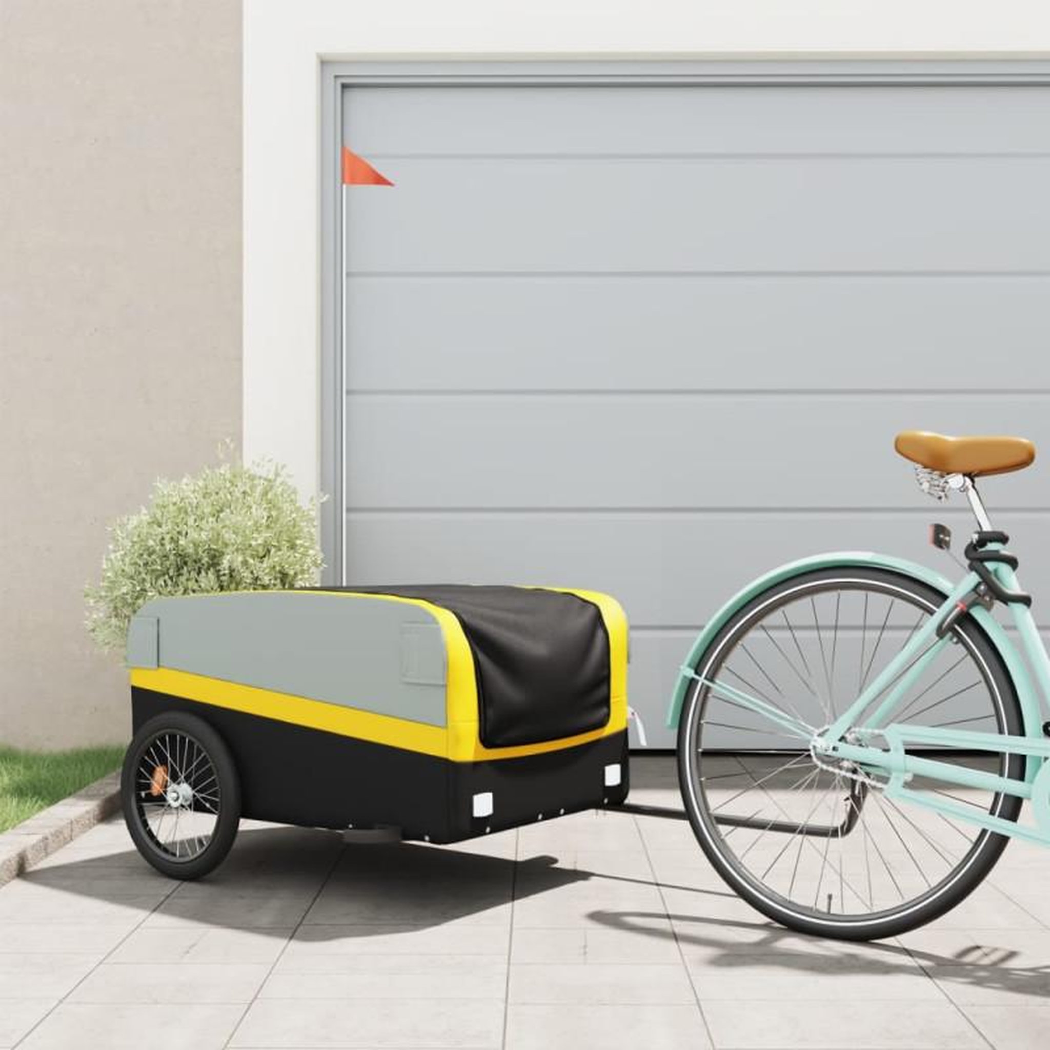 VIDAXL Remorque de vélo noir et jaune 45 kg fer