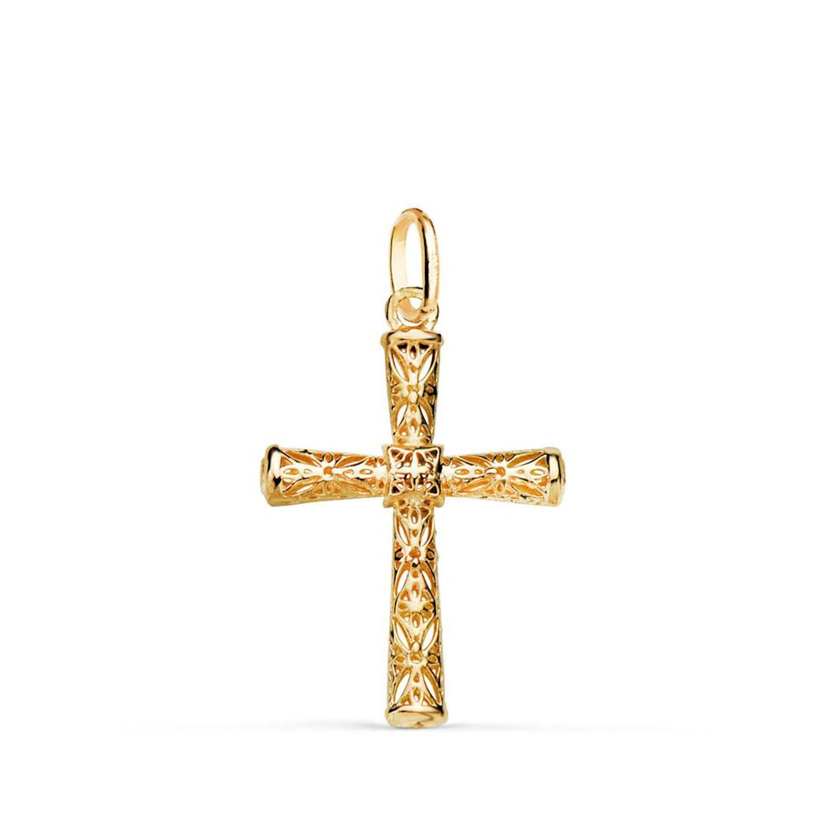 L'ATELIER D'AZUR Pendentif  - Médaille Croix Or 18 Carats 750 Jaune - Filigrane - Chaine Offerte