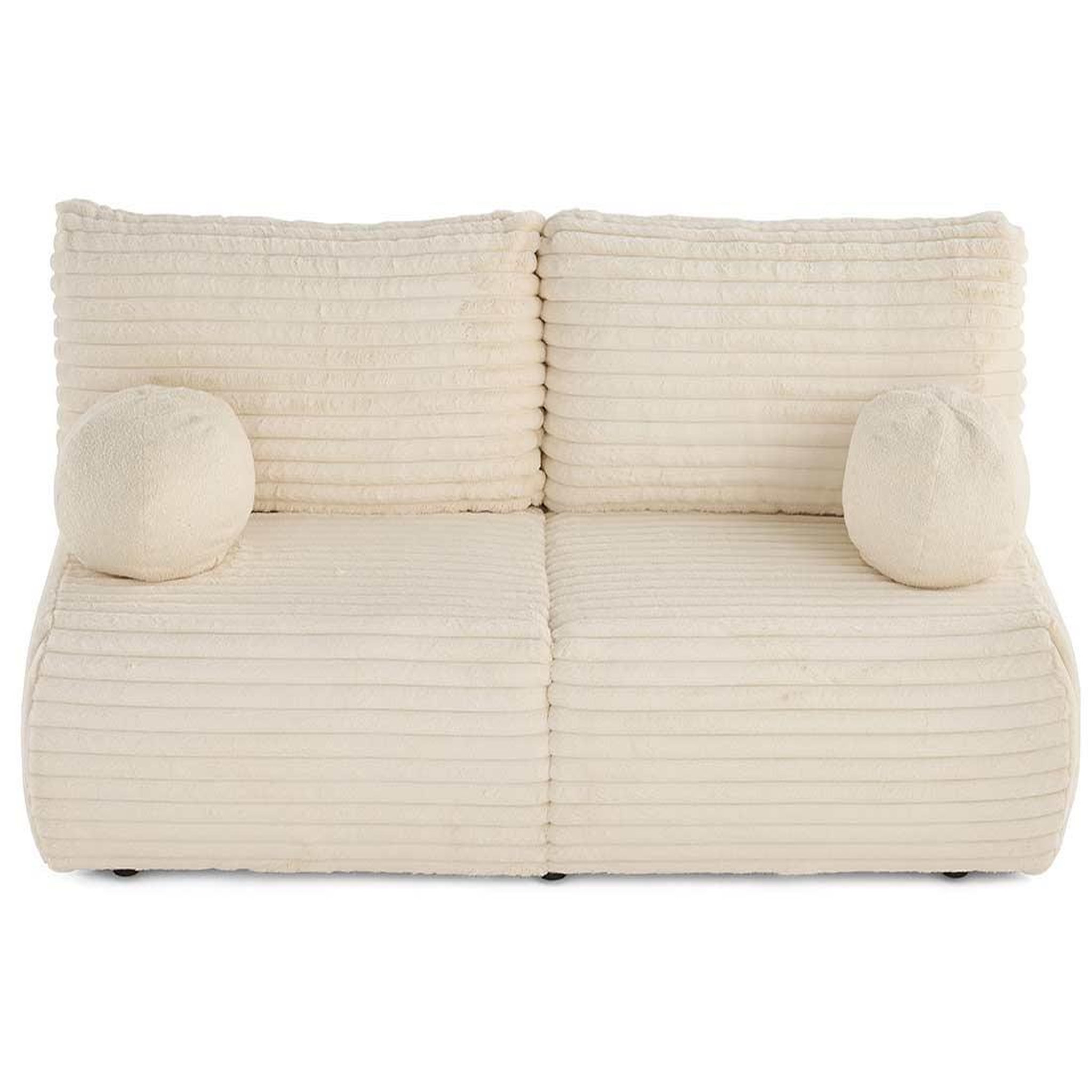 Voir la diapositive 4 : BEST MOBILIER Marvin - canapé 3 places convertible et coffre en fausse fourrure côtelée avec 2 coussins boule inclus