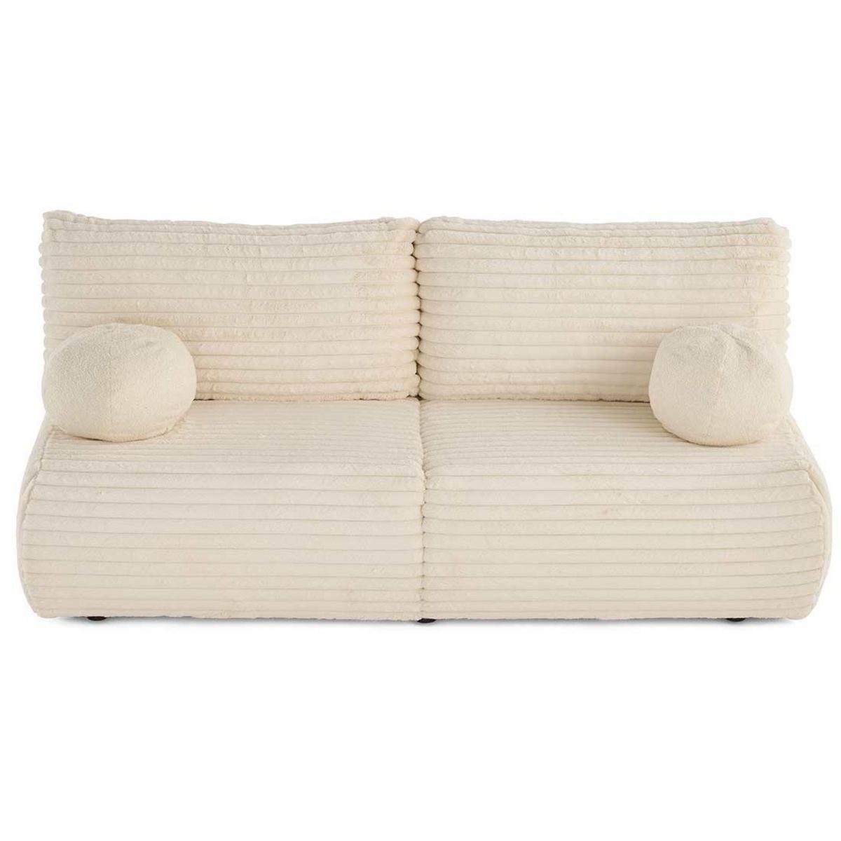 BEST MOBILIER Marvin - canapé 3 places convertible et coffre en fausse fourrure côtelée avec 2 coussins boule inclus