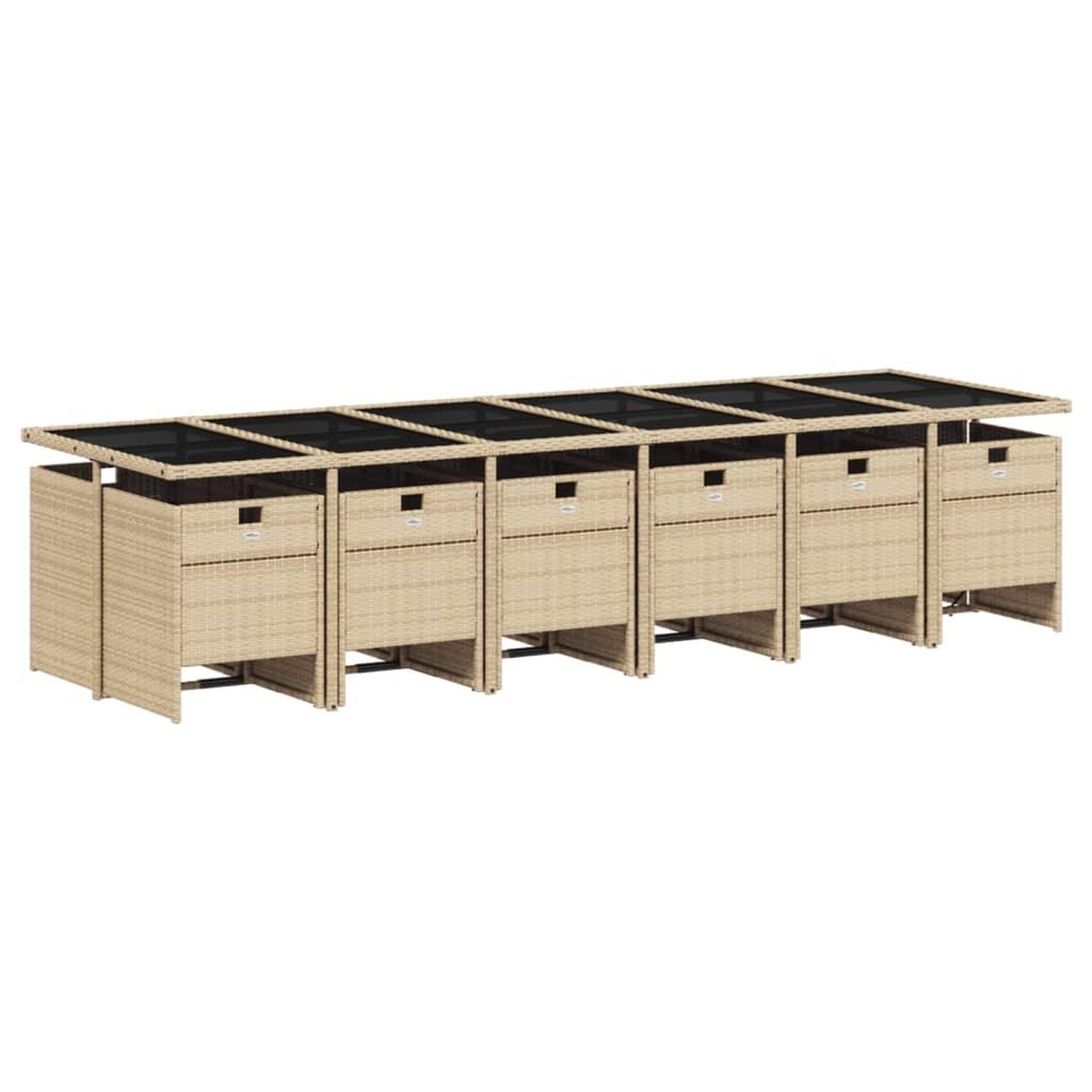 Voir la diapositive 3 : VIDAXL Ensemble a manger de jardin coussins 13 pcs melange beige rotin