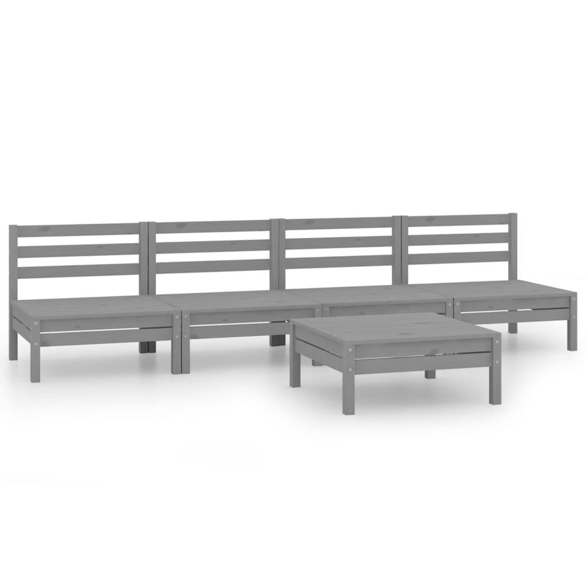 Voir la diapositive 2 : VIDAXL Salon de jardin 5 pcs Gris Bois de pin massif