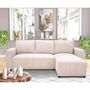 Voir la diapositive 2 : MARKET24 Canapé d'angle convertible réversible 3-4 places PHARELL - Velours côtelé beige - Coffre de rangement - L 230x P 155 x H 95