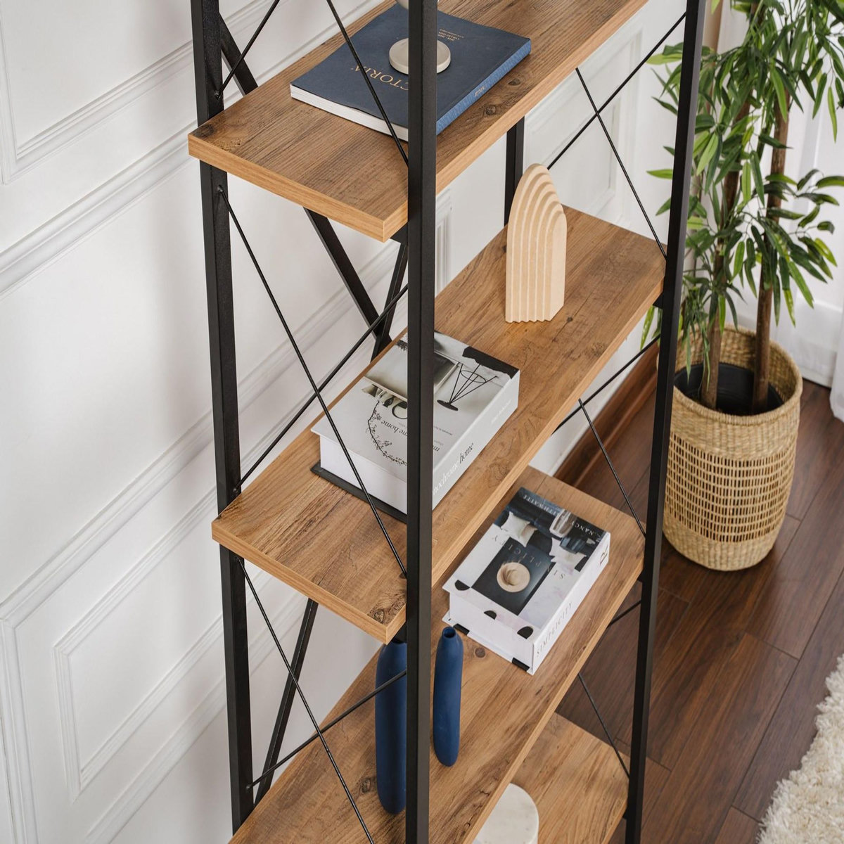 Habitat et Jardin Bibliothèque en bois  Elysian  - 90 x 33 x 180 cm - Pin atlantiqueNoir