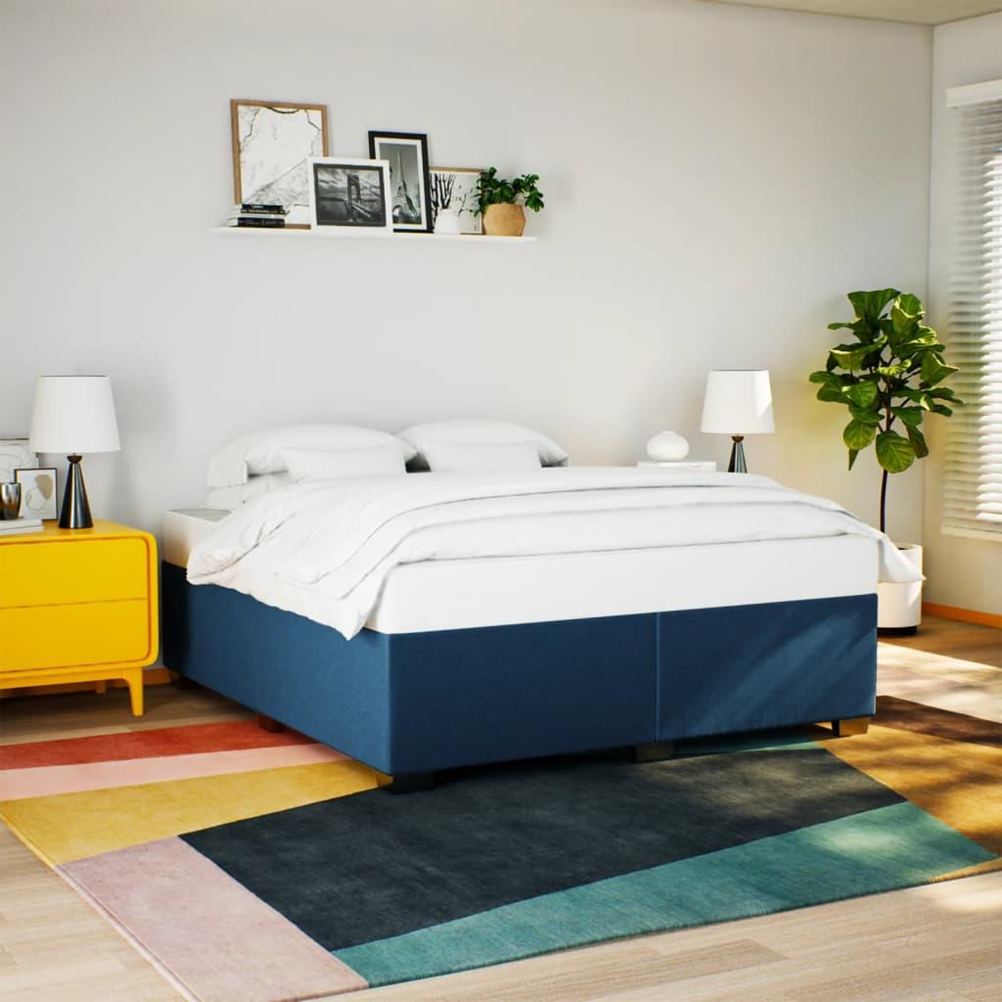 VIDAXL Cadre de lit sans matelas bleu 200x200 cm tissu